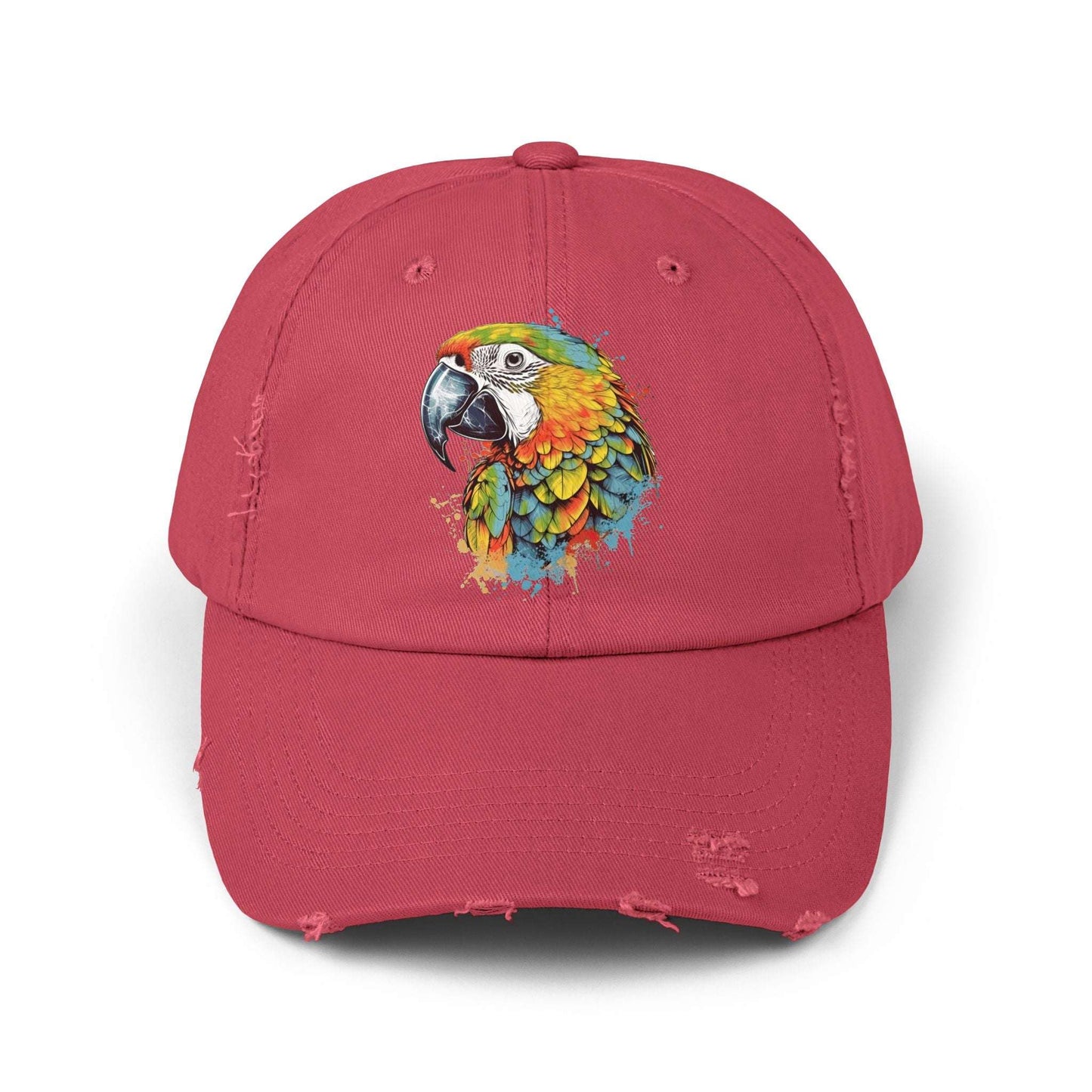 The Nerdy Birder Colorful Parrot Vintage Style Hat - Unisex Distressed Cap