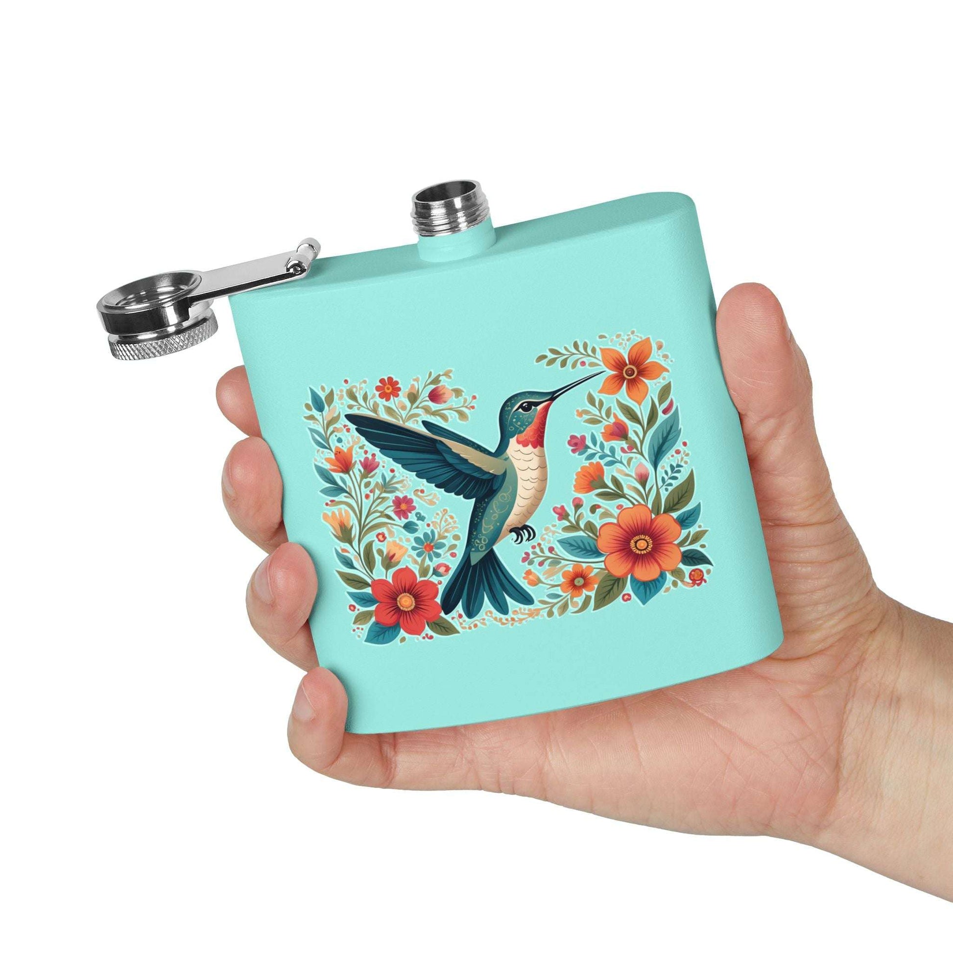 Hummingbird In Bloom Stainless Steel Flask - 6oz