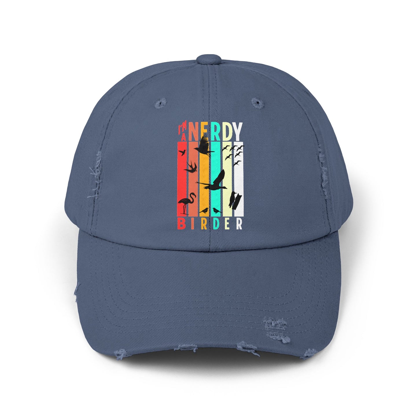 I'm A Nerdy Birder Colorful Unisex Distressed Cap - Fun Style for Trendsetters, Perfect Gift for Birthdays, Festivals, and Everyday Wear