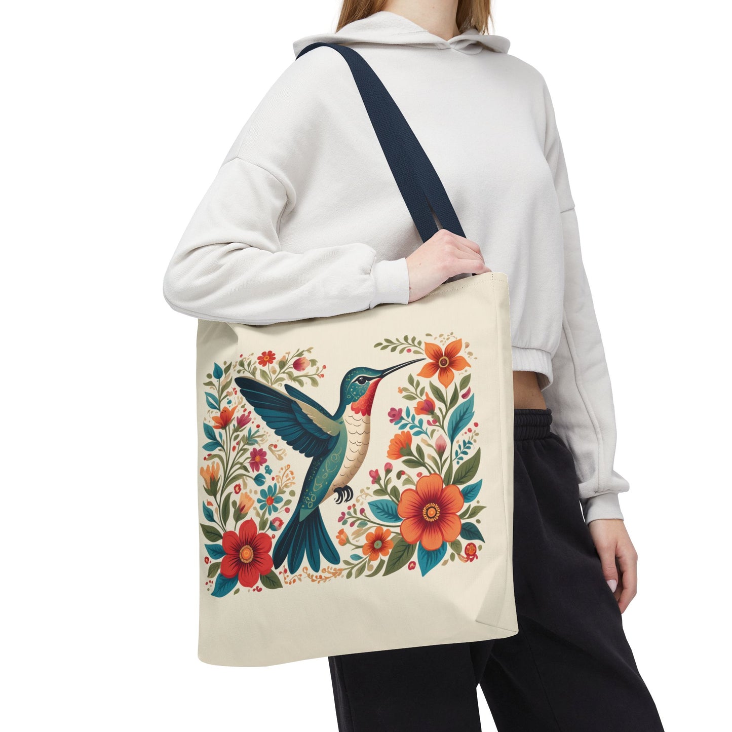Hummingbird In Bloom Tote Bag - Natural color
