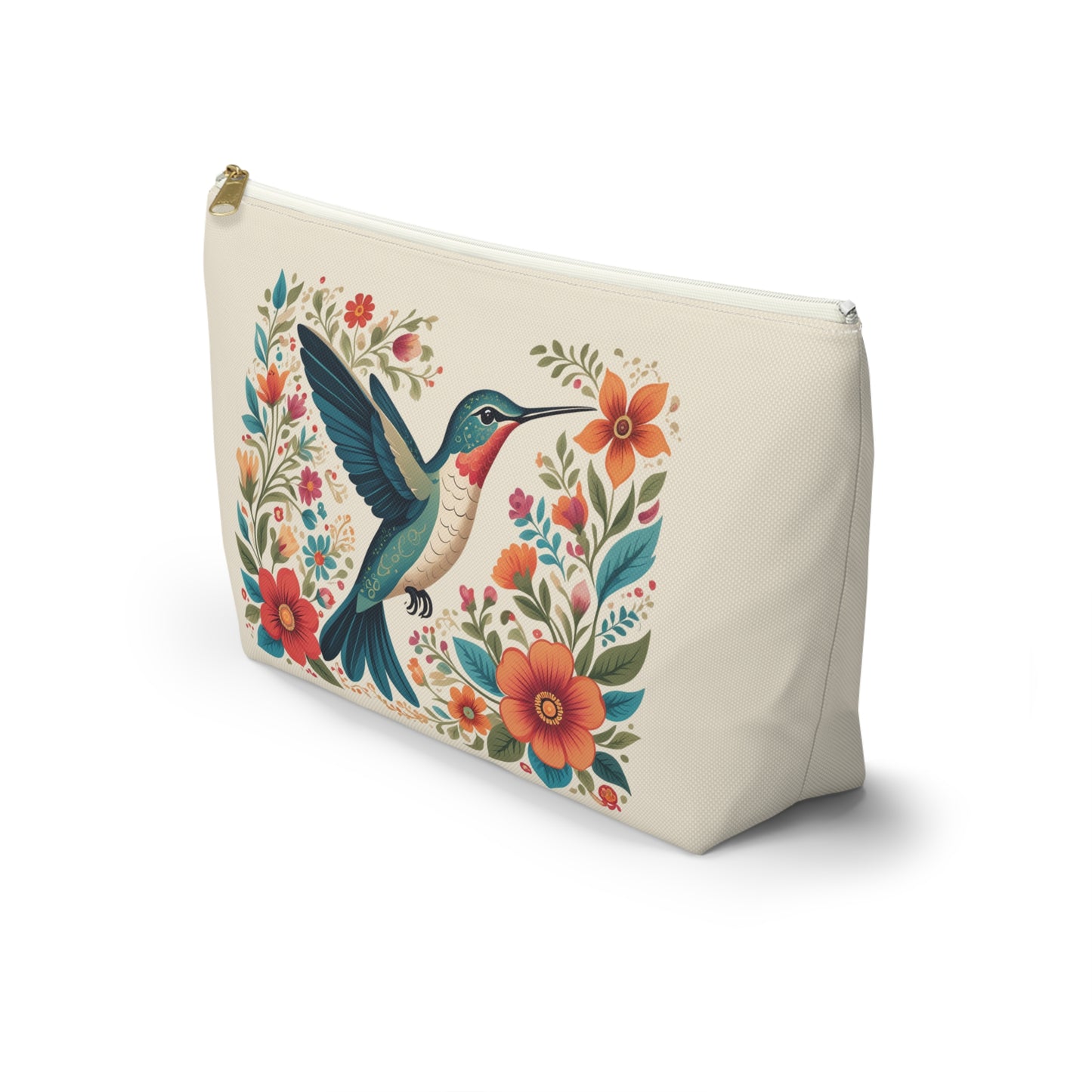 Hummingbird In Bloom Accessory Pouch Natural