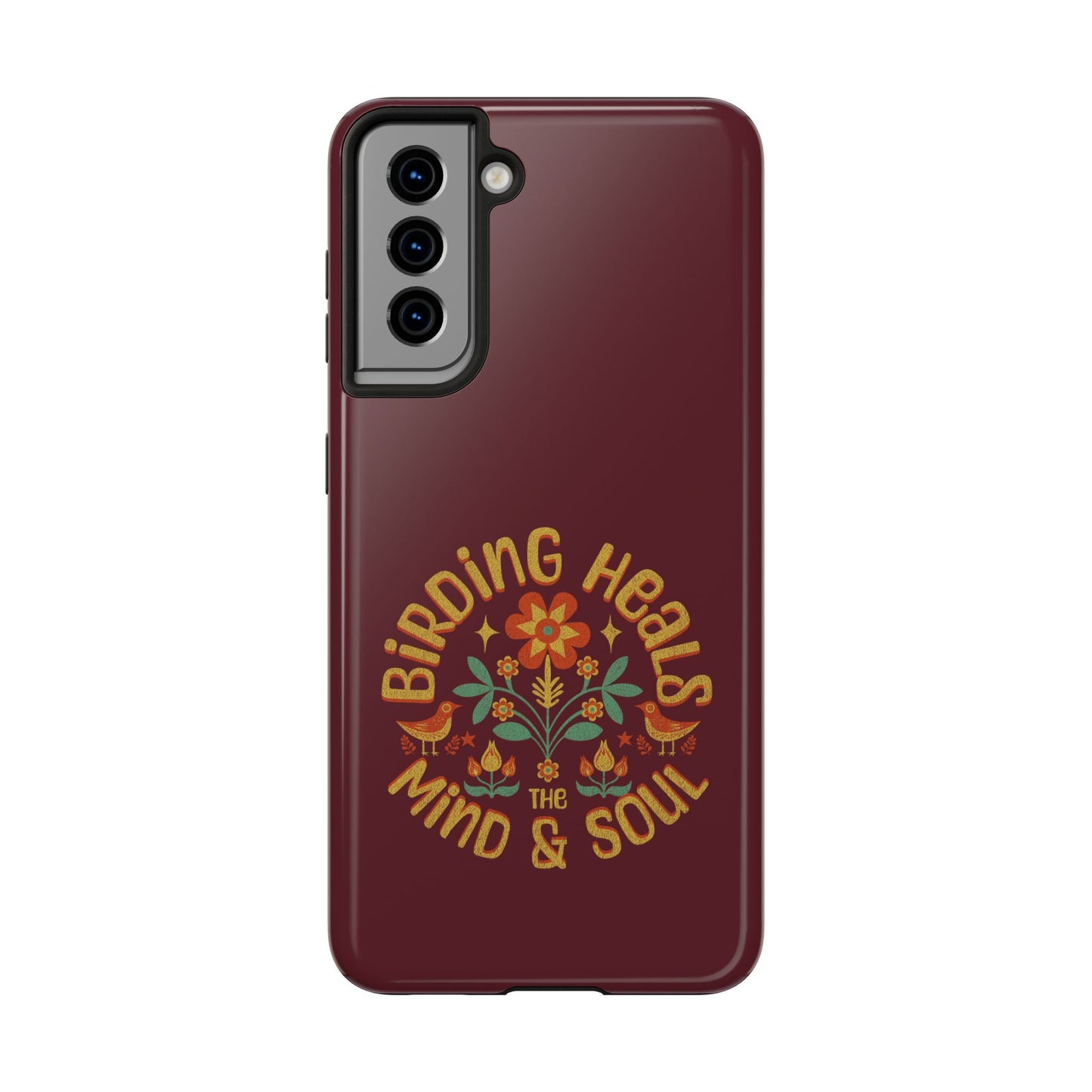 The Nerdy Birder - Birding Heals the Mind & Soul Design, Tough Secure Phone Covers for Bird Lovers, Artistic Gifts for Nature Enthusiasts