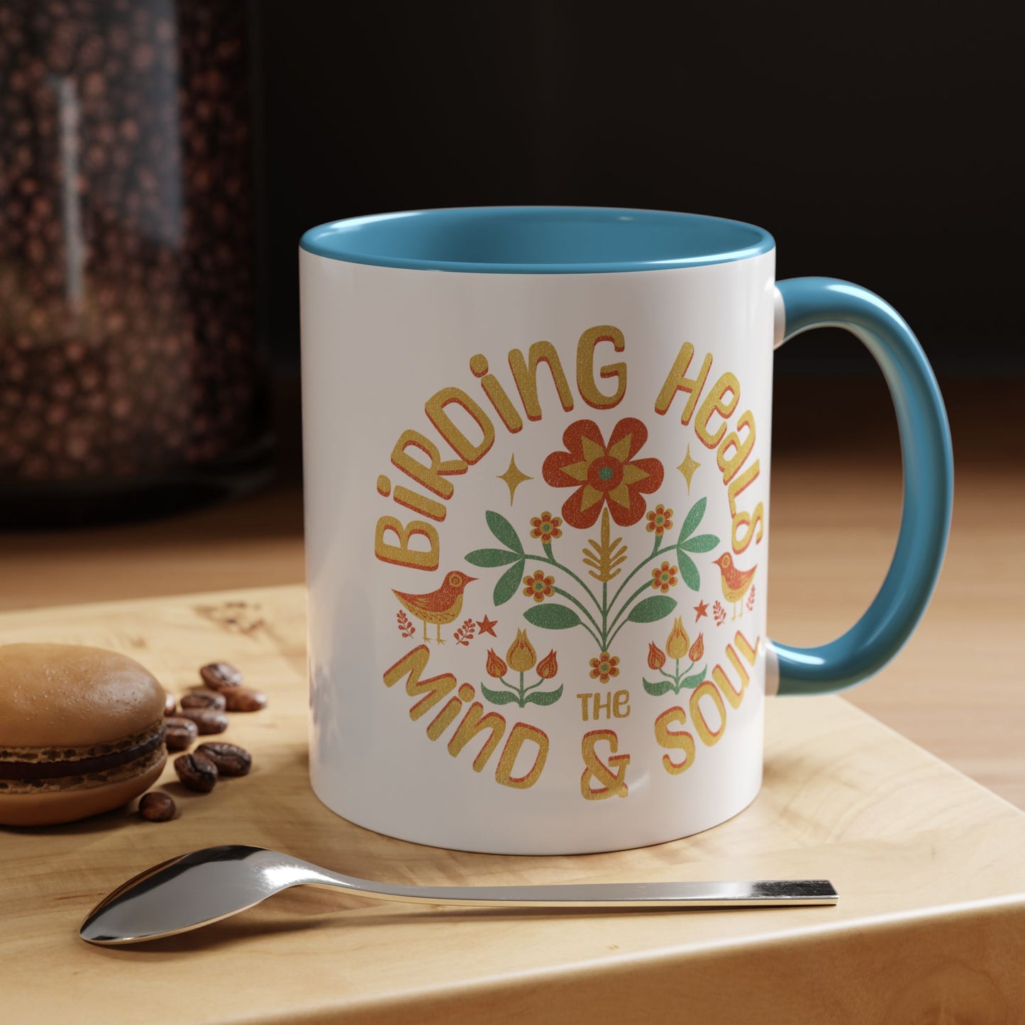 Birding Heals Accent Coffee Mug - Mind & Soul - Nature Lover Gift