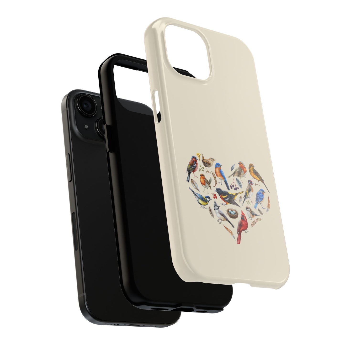 Bird Heart Tough Phone Cases - Cute Wildlife Design, Gift for Nature Enthusiasts, Durable Cases for Birdwatching