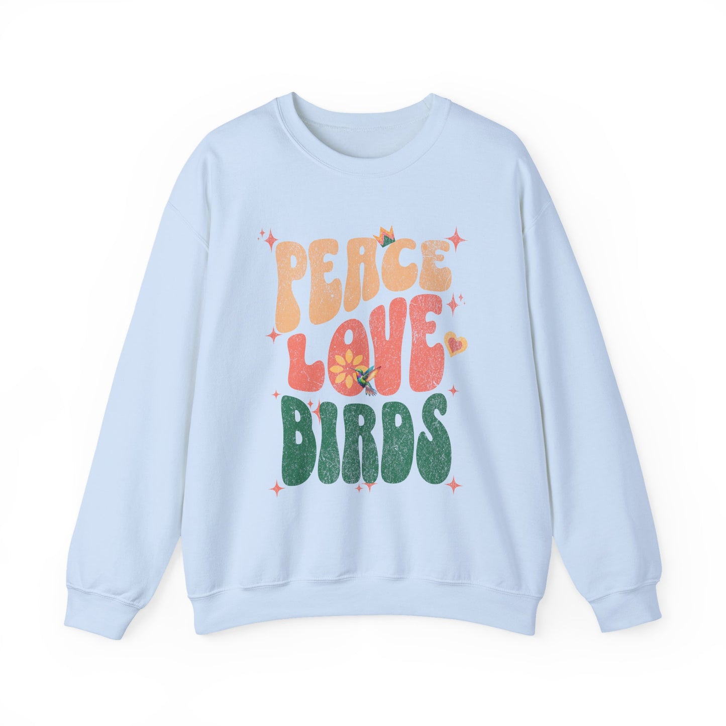 Peace Love Birds Crewneck Sweatshirt - Unisex Cozy Fashion for Nature Lovers
