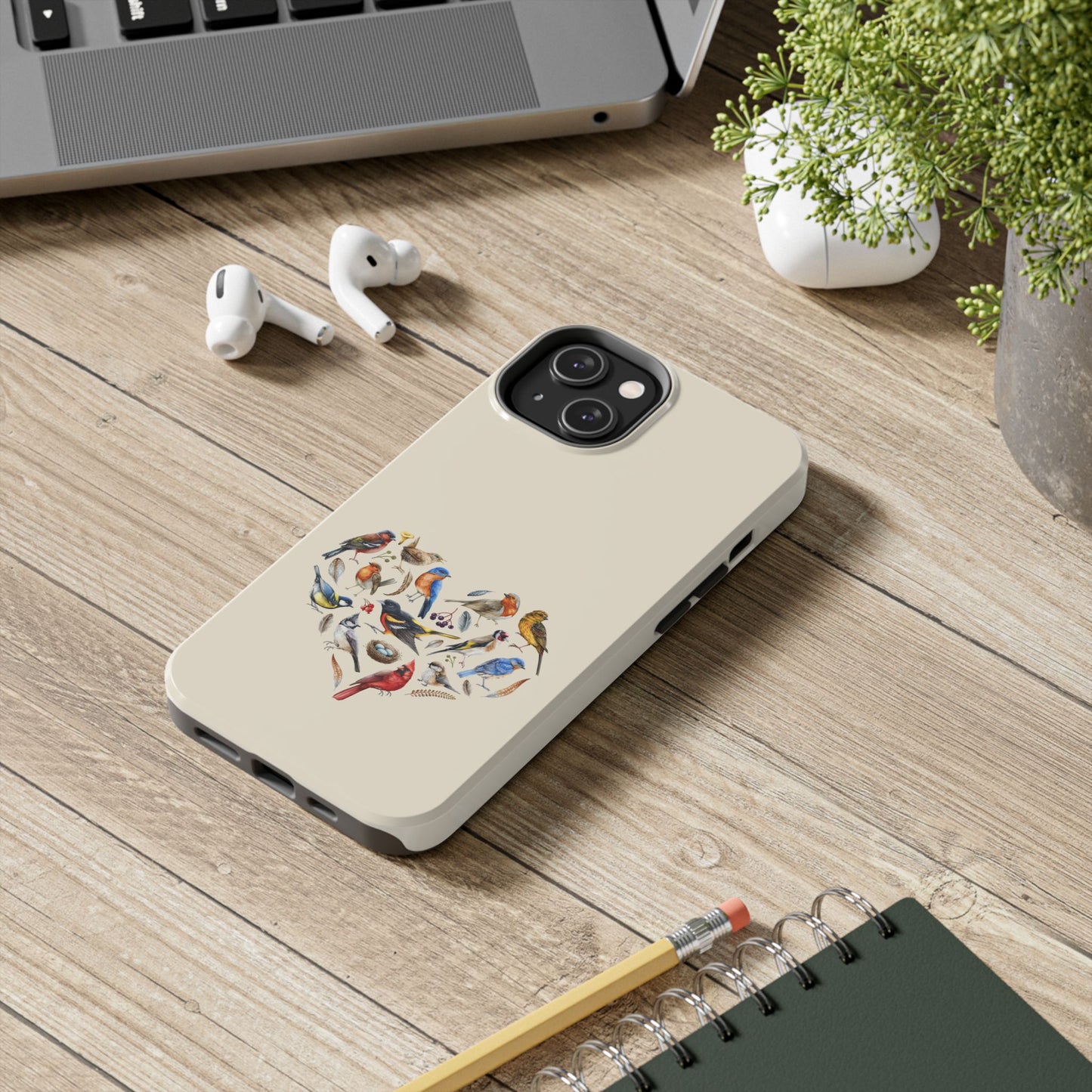 Bird Heart Tough Phone Cases - Cute Wildlife Design, Gift for Nature Enthusiasts, Durable Cases for Birdwatching
