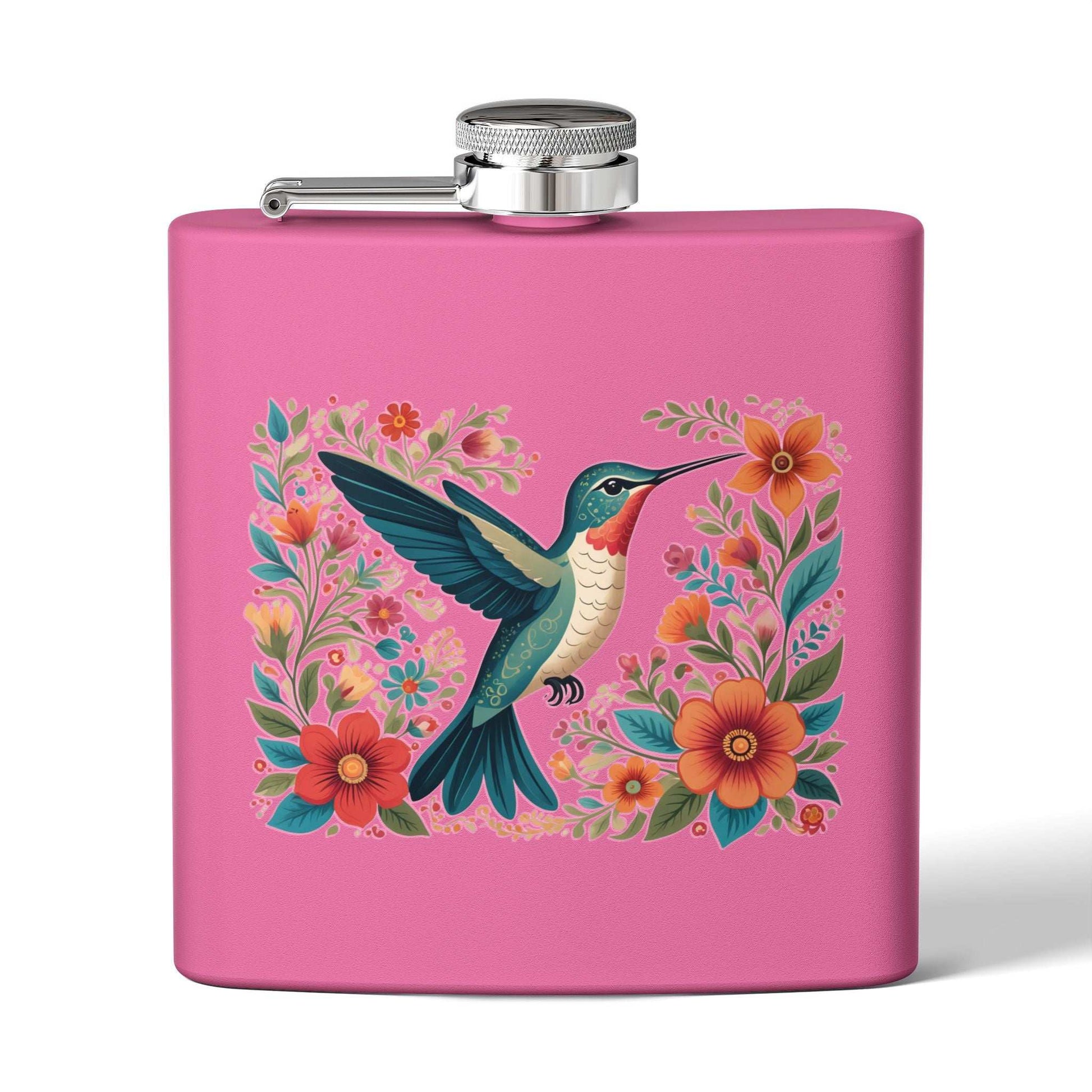 Hummingbird In Bloom Stainless Steel Flask - 6oz