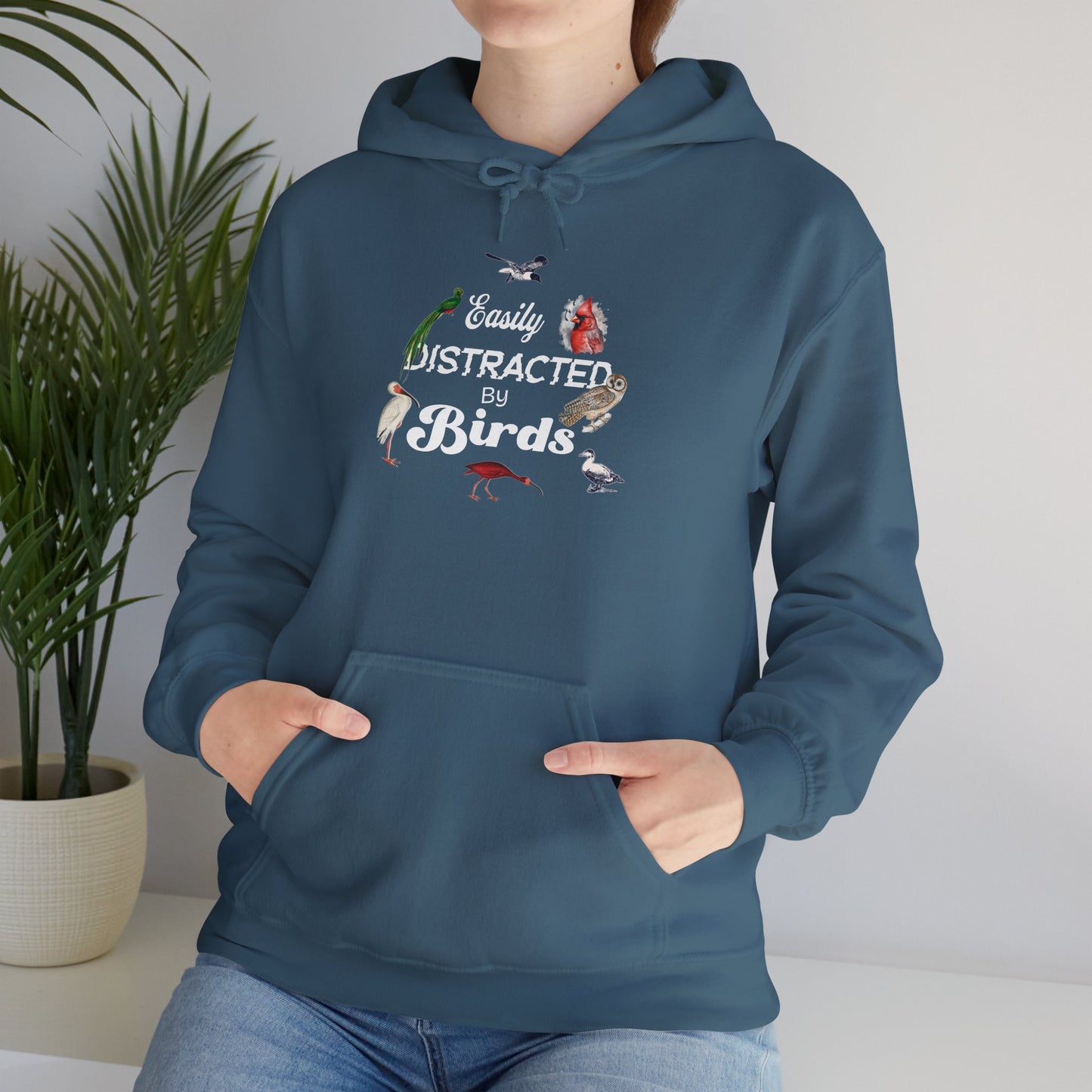 The Nerdy Birder - Easily Distracted by Birds Unisex Hoodie - Cozy Sweatshirt for Nature Lovers