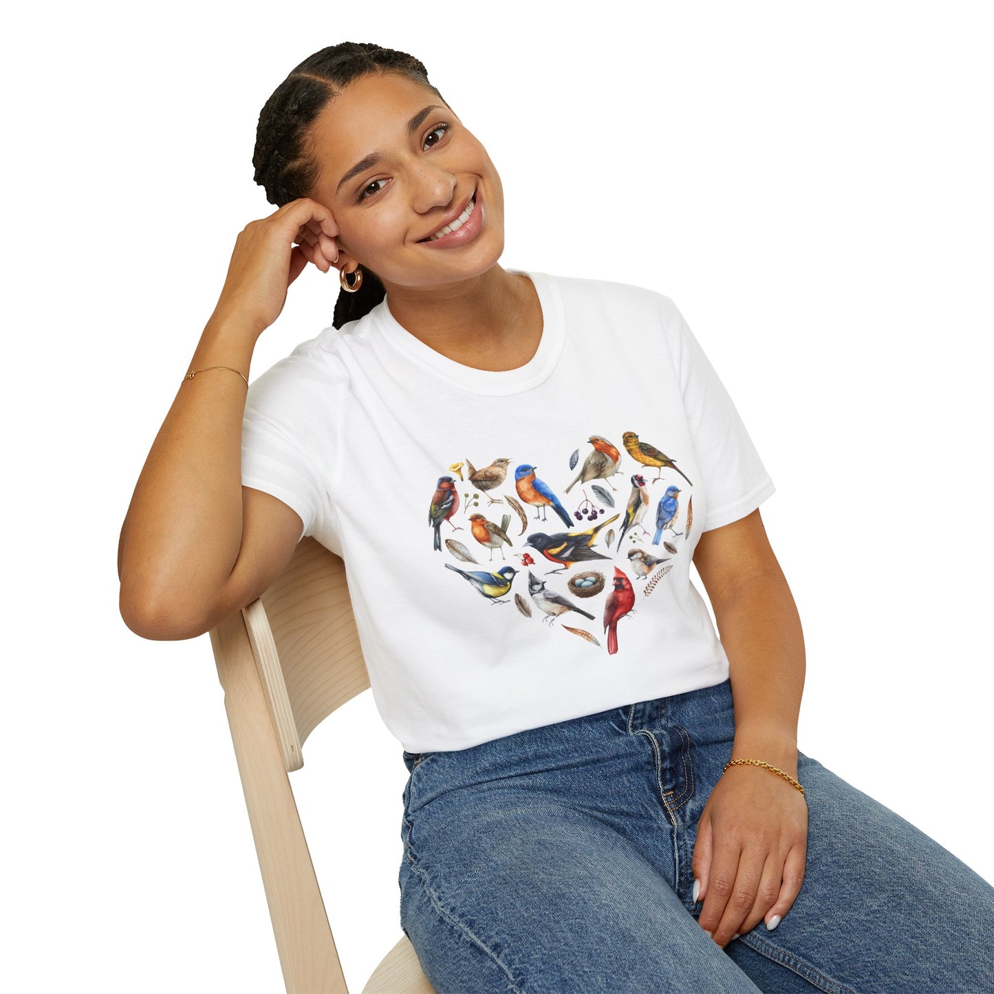 Bird Heart Unisex Softstyle T-Shirt - Heart Design