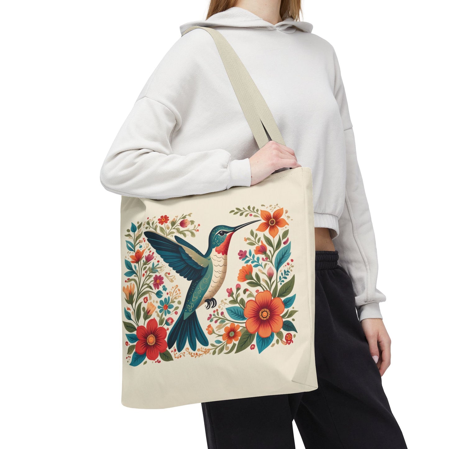 Hummingbird In Bloom Tote Bag - Natural color