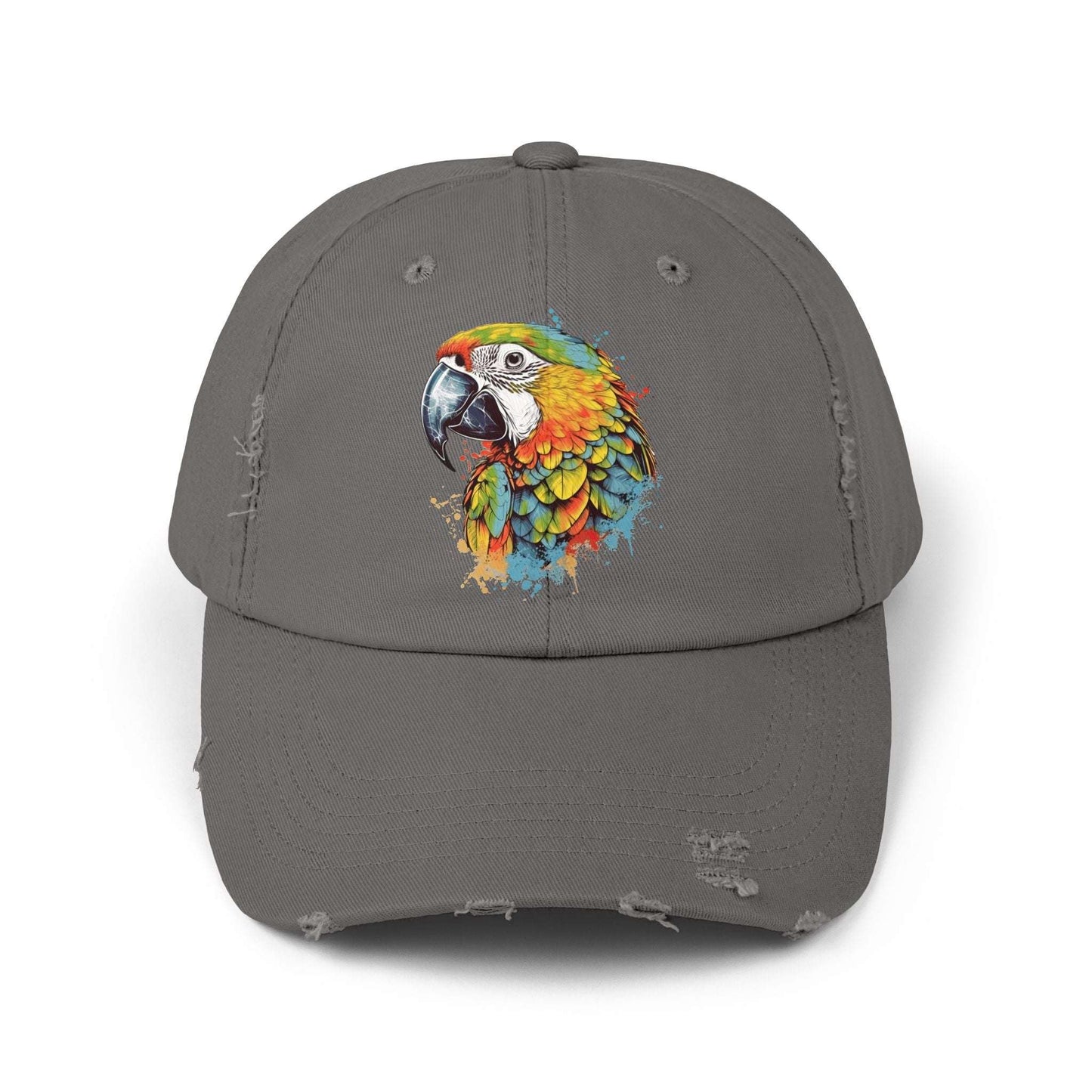 The Nerdy Birder Colorful Parrot Vintage Style Hat - Unisex Distressed Cap