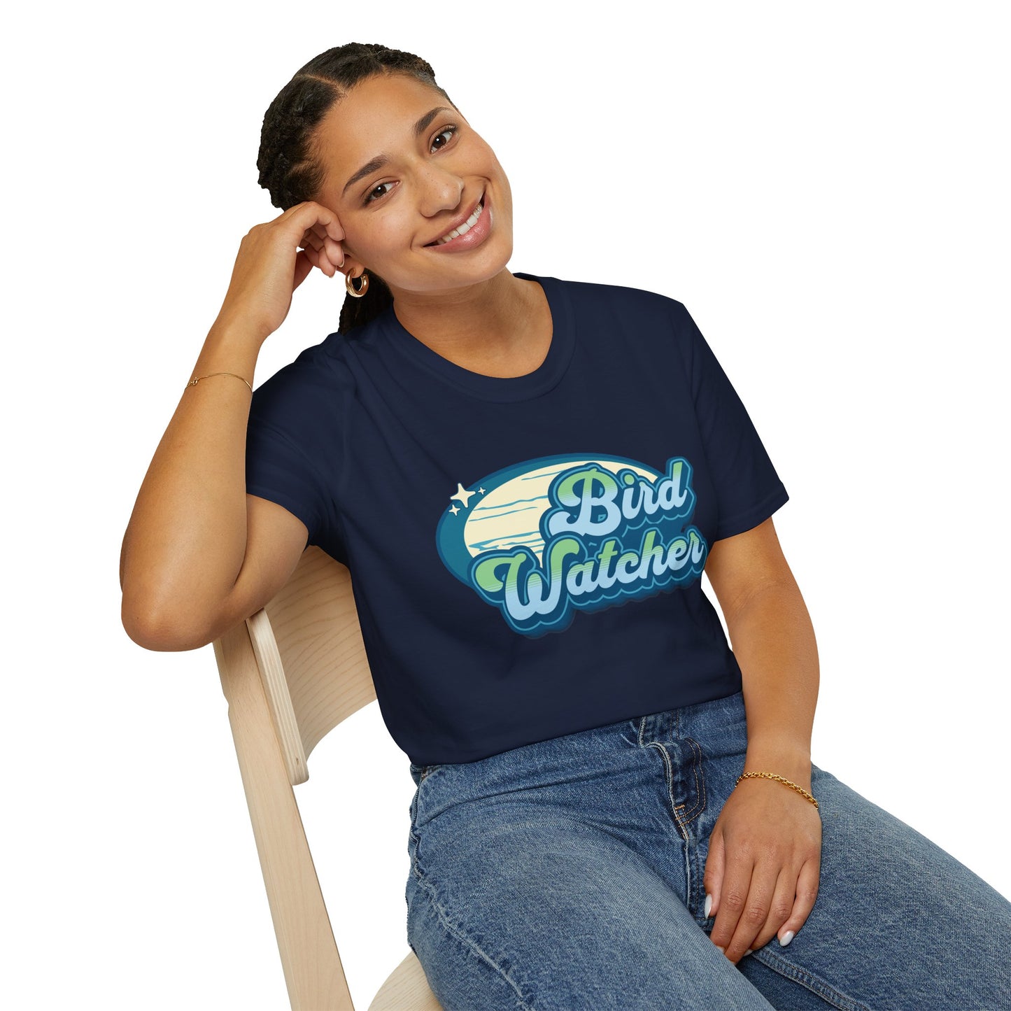 Bird Watcher Teal Unisex Softstyle T-Shirt - Retro Vibe Tee for Casual Wear