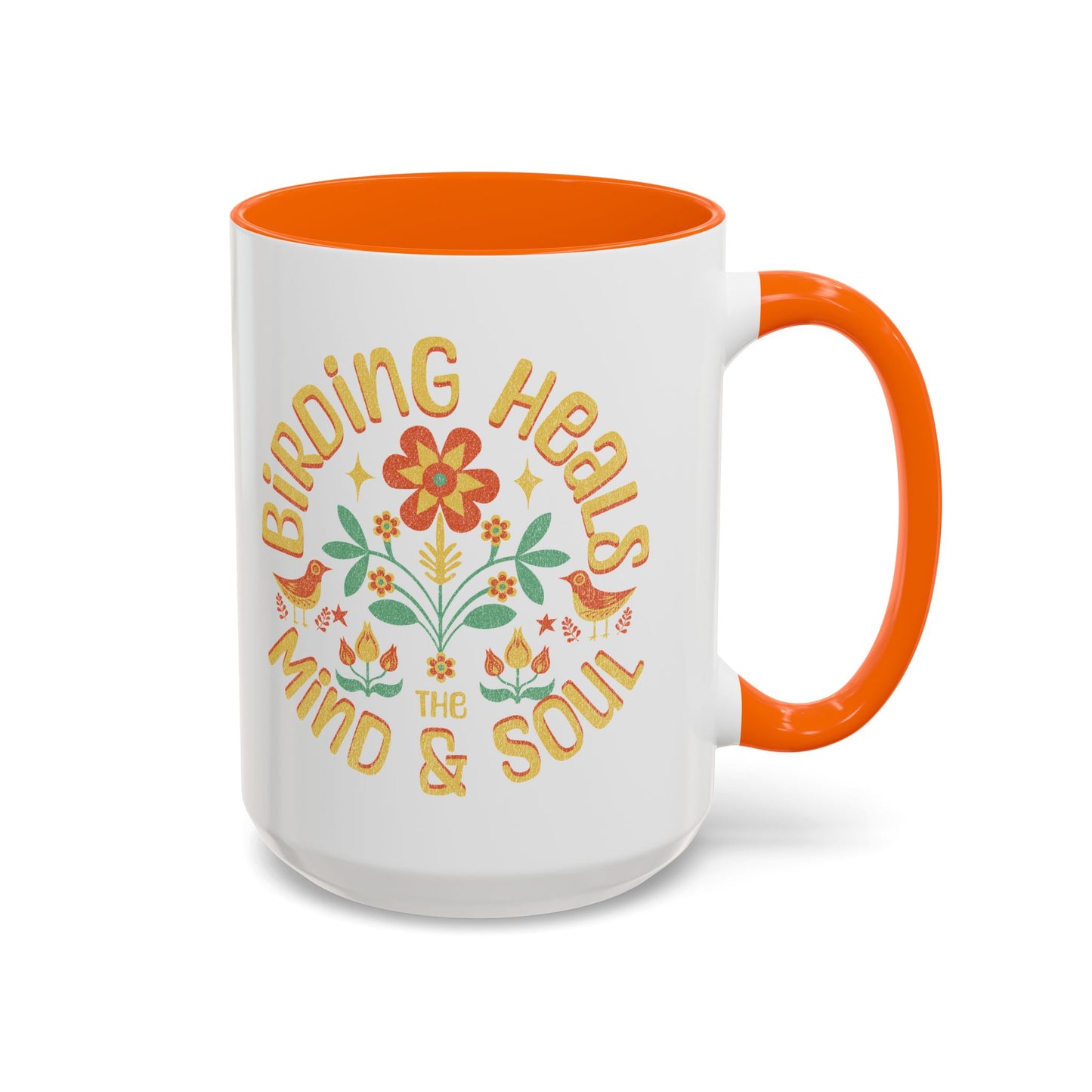 Birding Heals Accent Coffee Mug - Mind & Soul - Nature Lover Gift