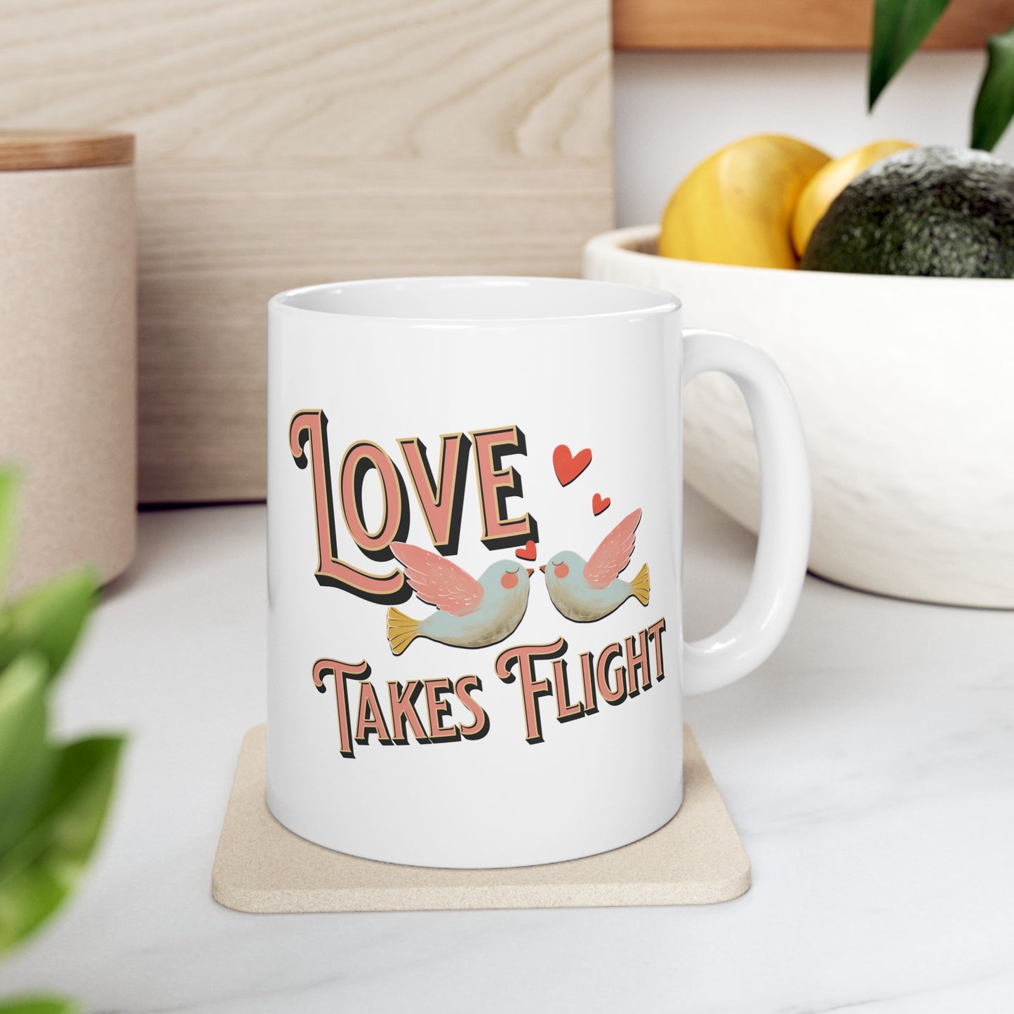 Love Takes Flight Ceramic Mug - Perfect Gift for Valentine's Day