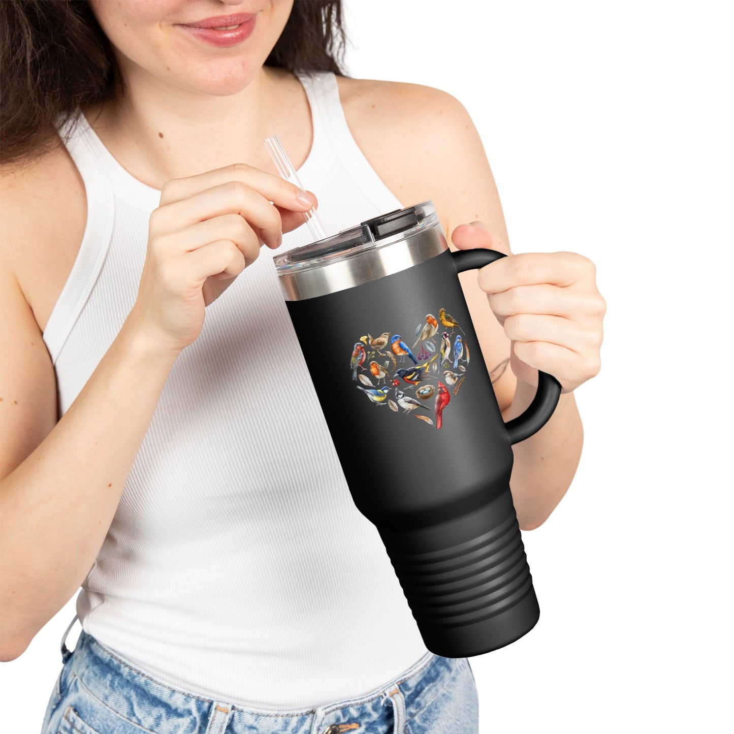 Bird Heart Insulated Travel Mug, 40oz