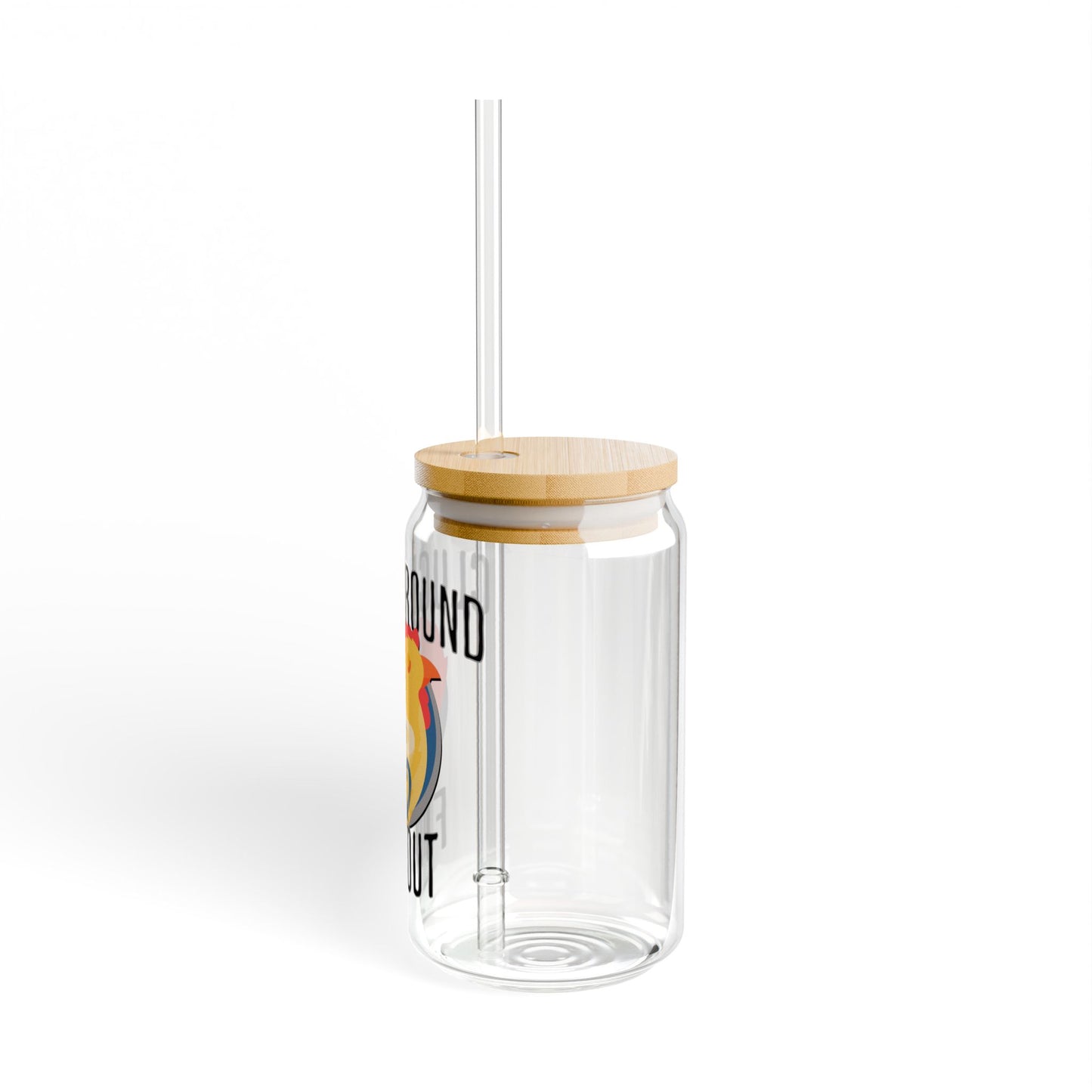 The Nerdy Birder Cluck Around 16oz Sipper Glass With Bamboo Lid