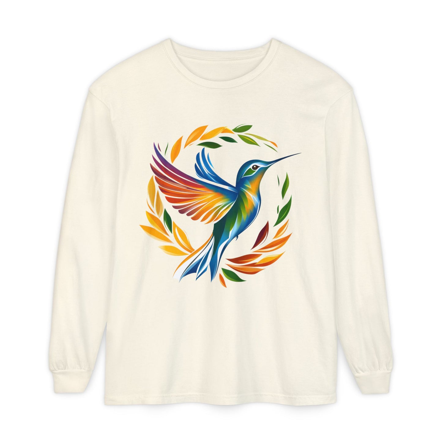 Hummingbird Rainbow Garment-dyed Long Sleeve T-Shirt