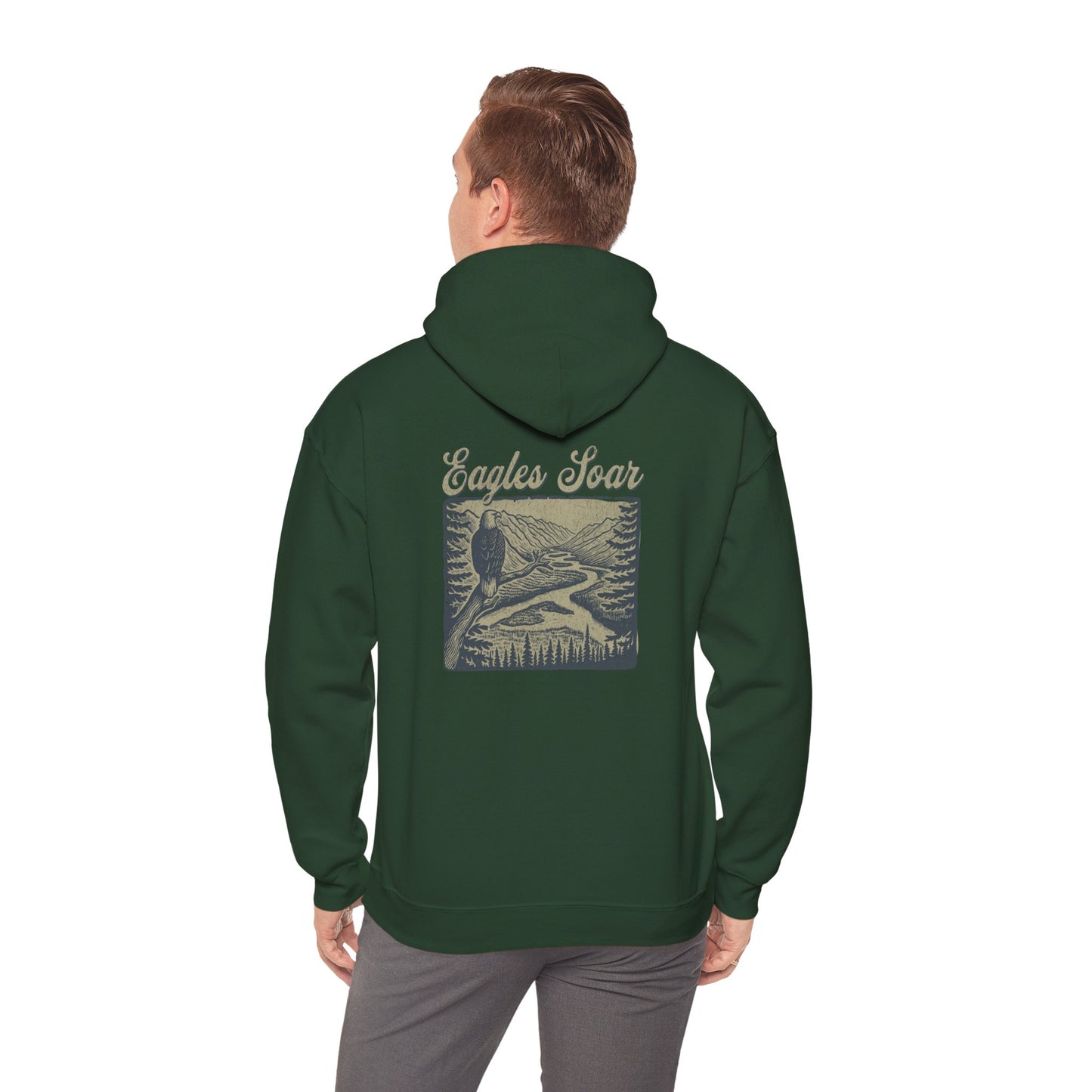 The Nerdy Birder - Eagle Soars Back Design Unisex Hoodie - Cozy Sweatshirt for Nature Lovers