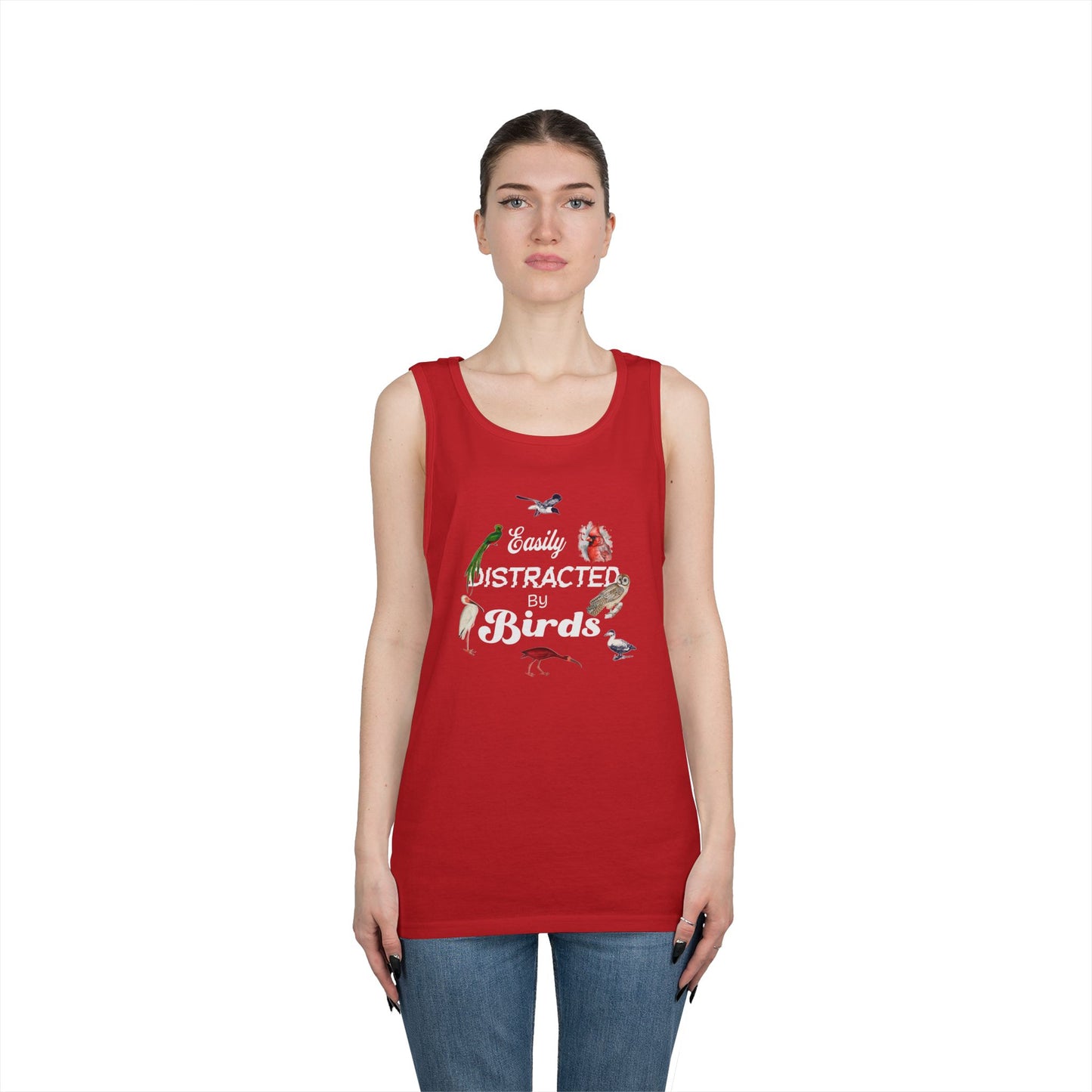 The Nerdy Birder Easily Distracted By Birds Tank Top, Gift for Bird Lovers, Unisex Summer Wear, Nature Lover's Apparel, Fun Casual Tank