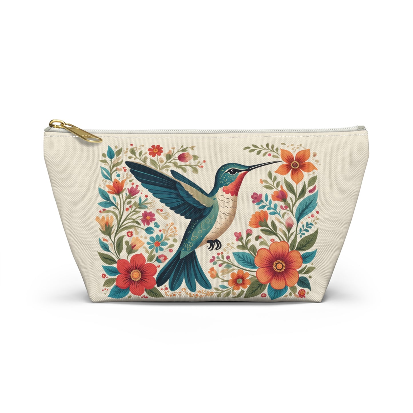 Hummingbird In Bloom Accessory Pouch Natural