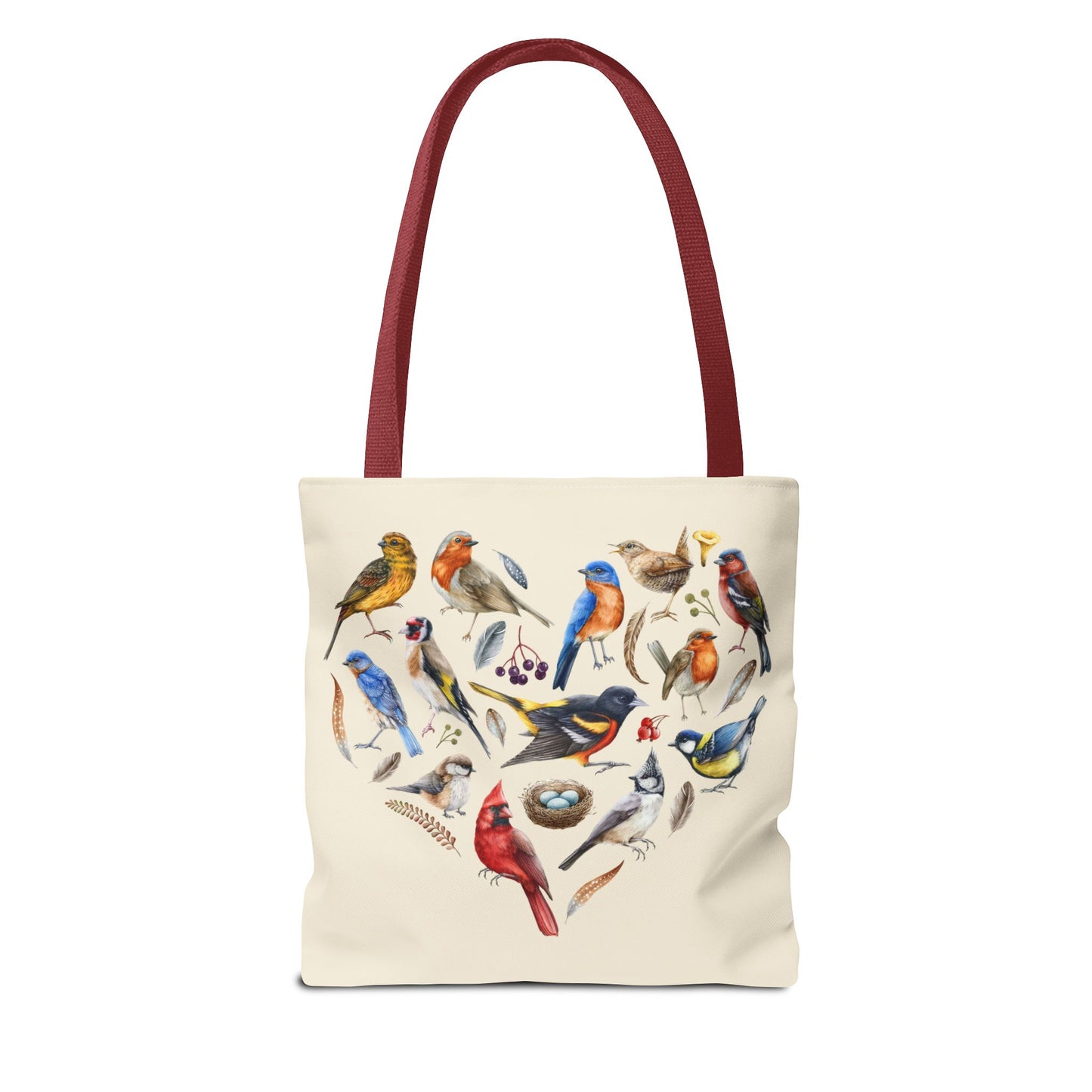 Heart of Birds Tote Bag - Natural color - Heart Design for Nature Enthusiasts