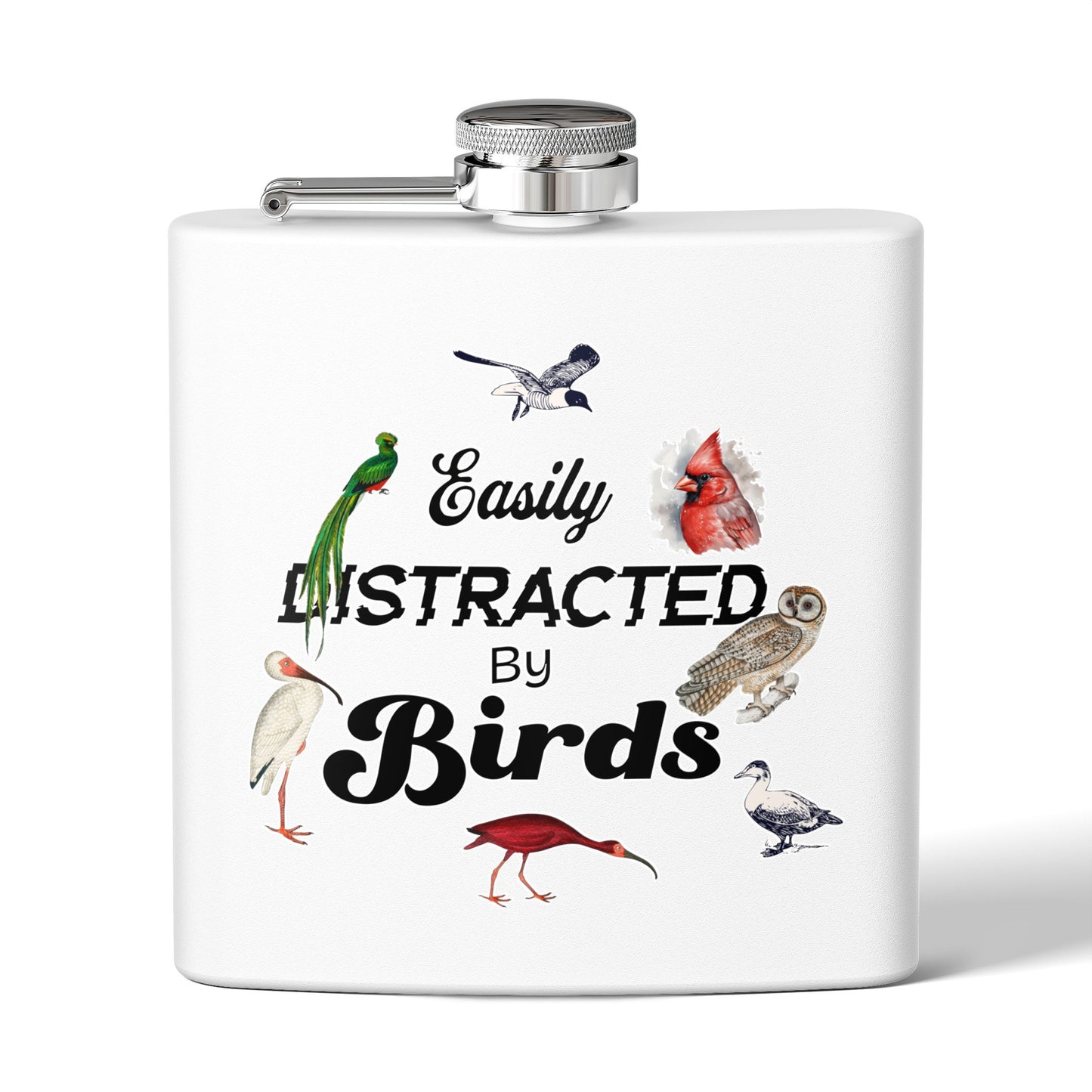Easily Distracted By Birds Stainless Steel Flask - 6oz