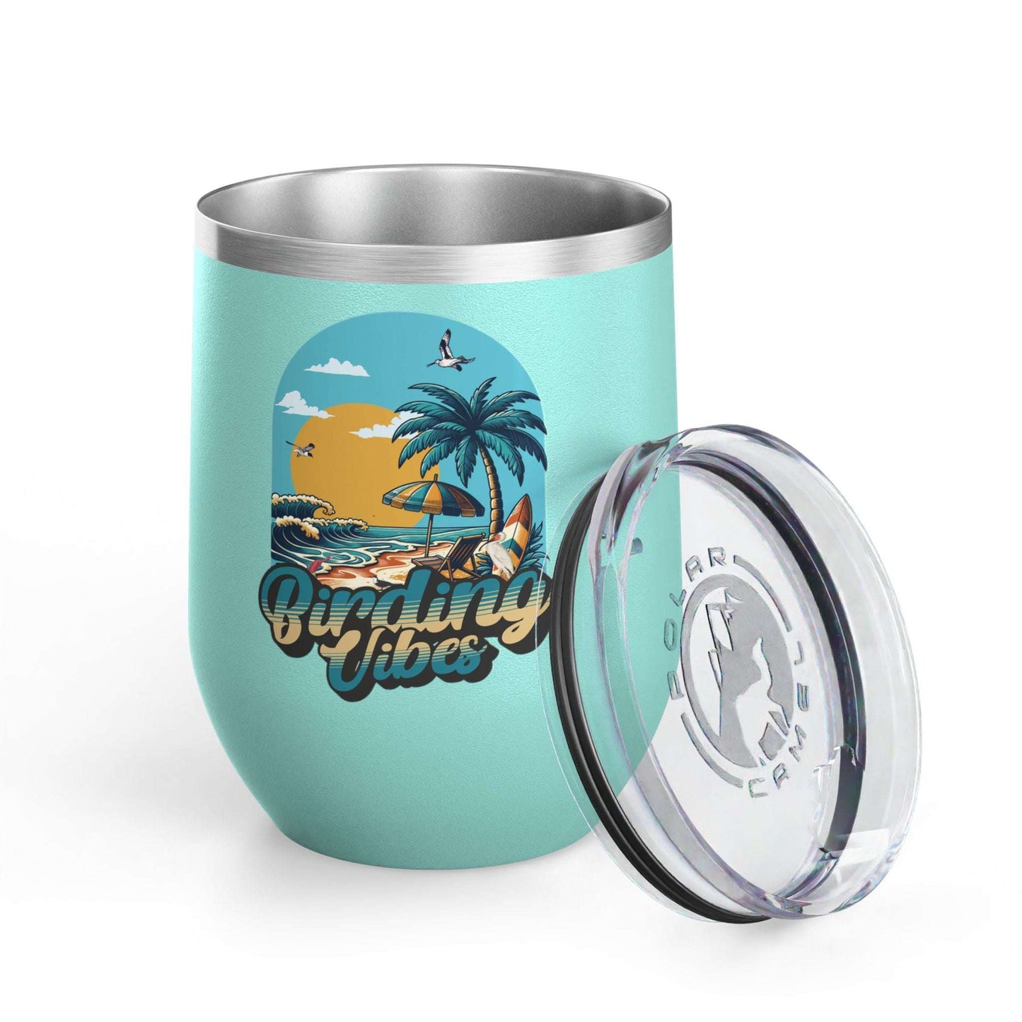 Birding Vibes Wine Tumbler | 12oz Insulated Drinkware for Beach Lovers