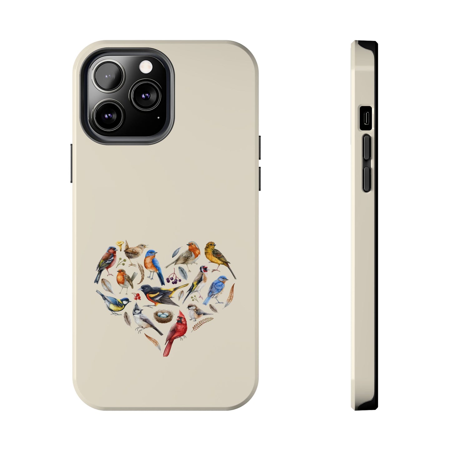 Bird Heart Tough Phone Cases - Cute Wildlife Design, Gift for Nature Enthusiasts, Durable Cases for Birdwatching