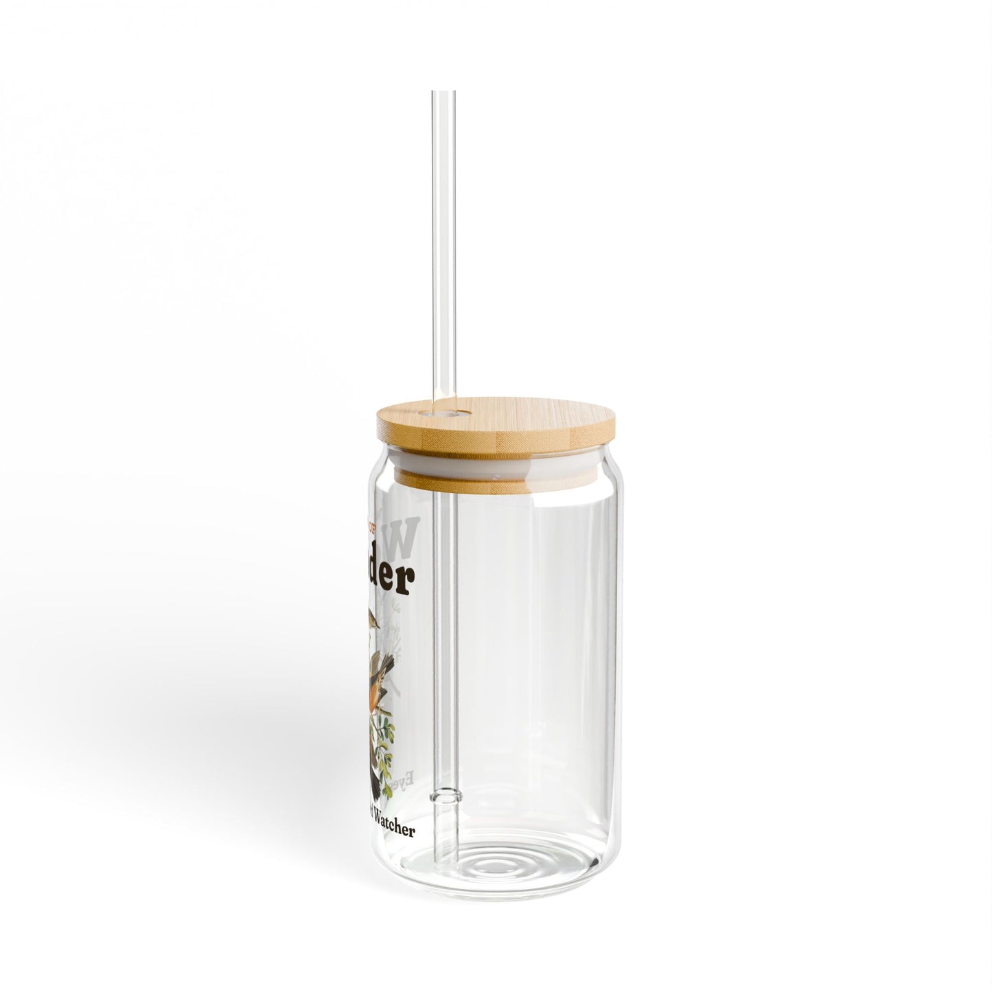 The Nerdy Birder Wings of Wonder 16oz Sipper Glass With Bamboo Lid