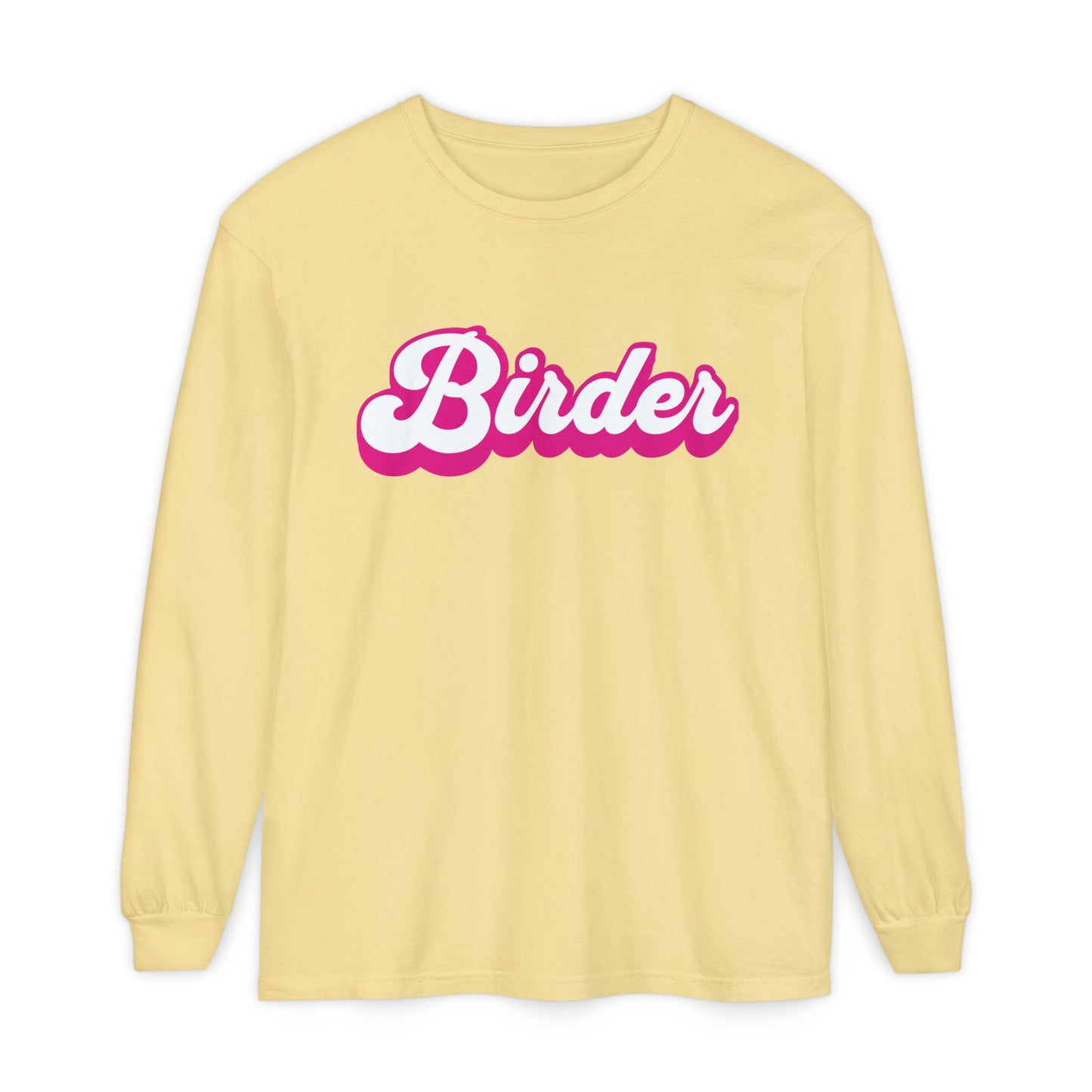 Pink Birder Unisex Garment-dyed Long Sleeve T-Shirt