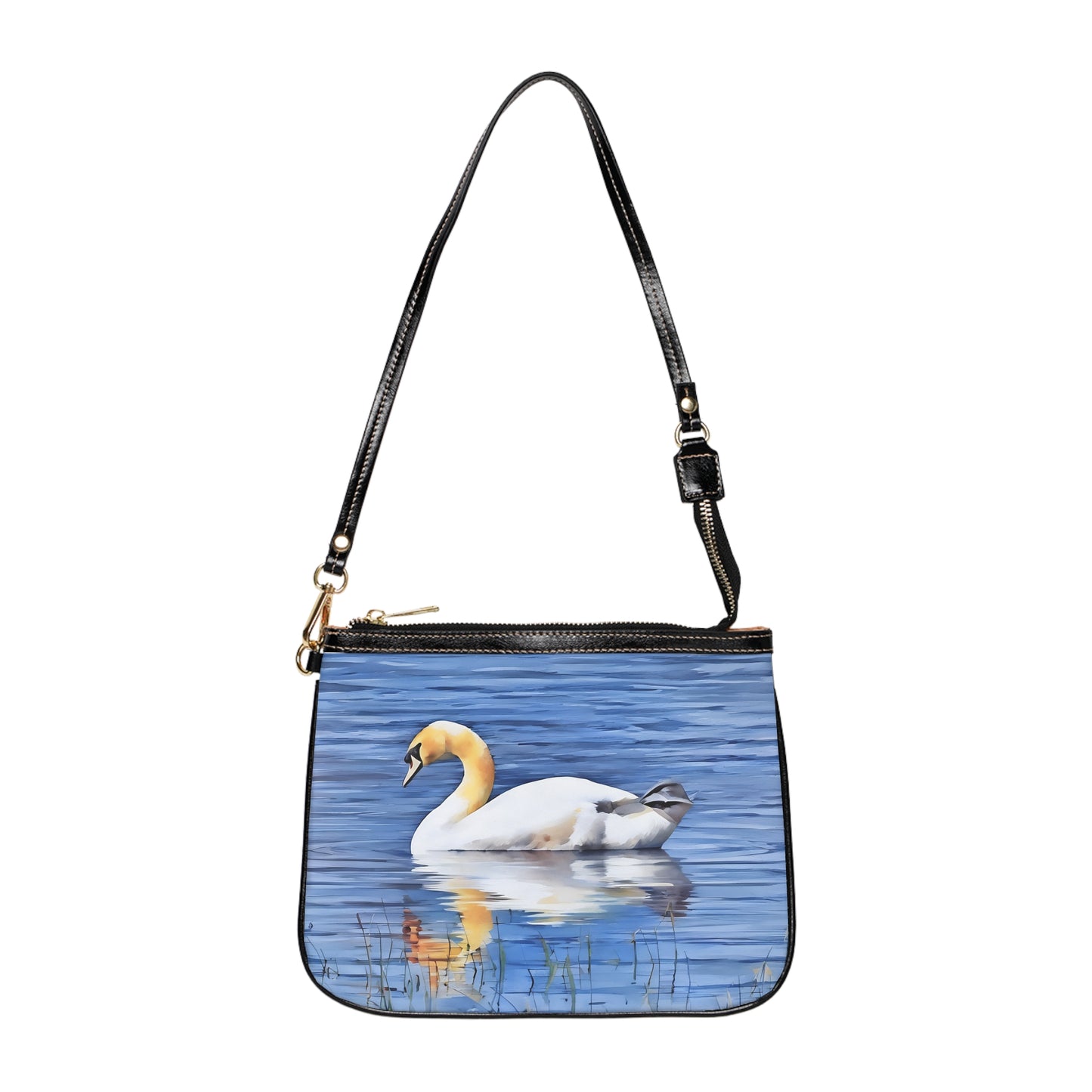 Swan Print Small Shoulder Bag, Stylish Mini Purse for Every Day, Boho Accessories, Summer Outing, Nature Lover Gift, Eco-Friendly