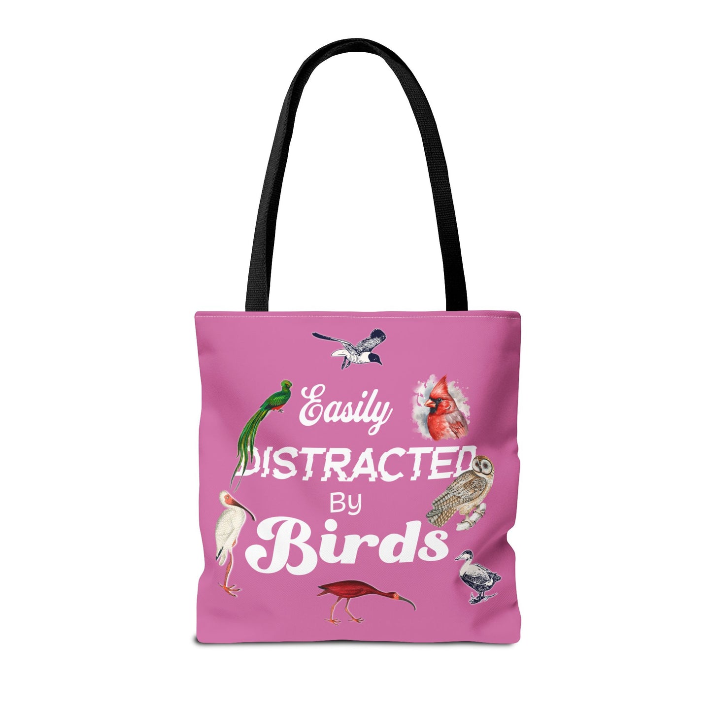 Easily Distracted by Birds Tote Bag in Pink - Fun and Quirky Bird Design for Bird Lovers