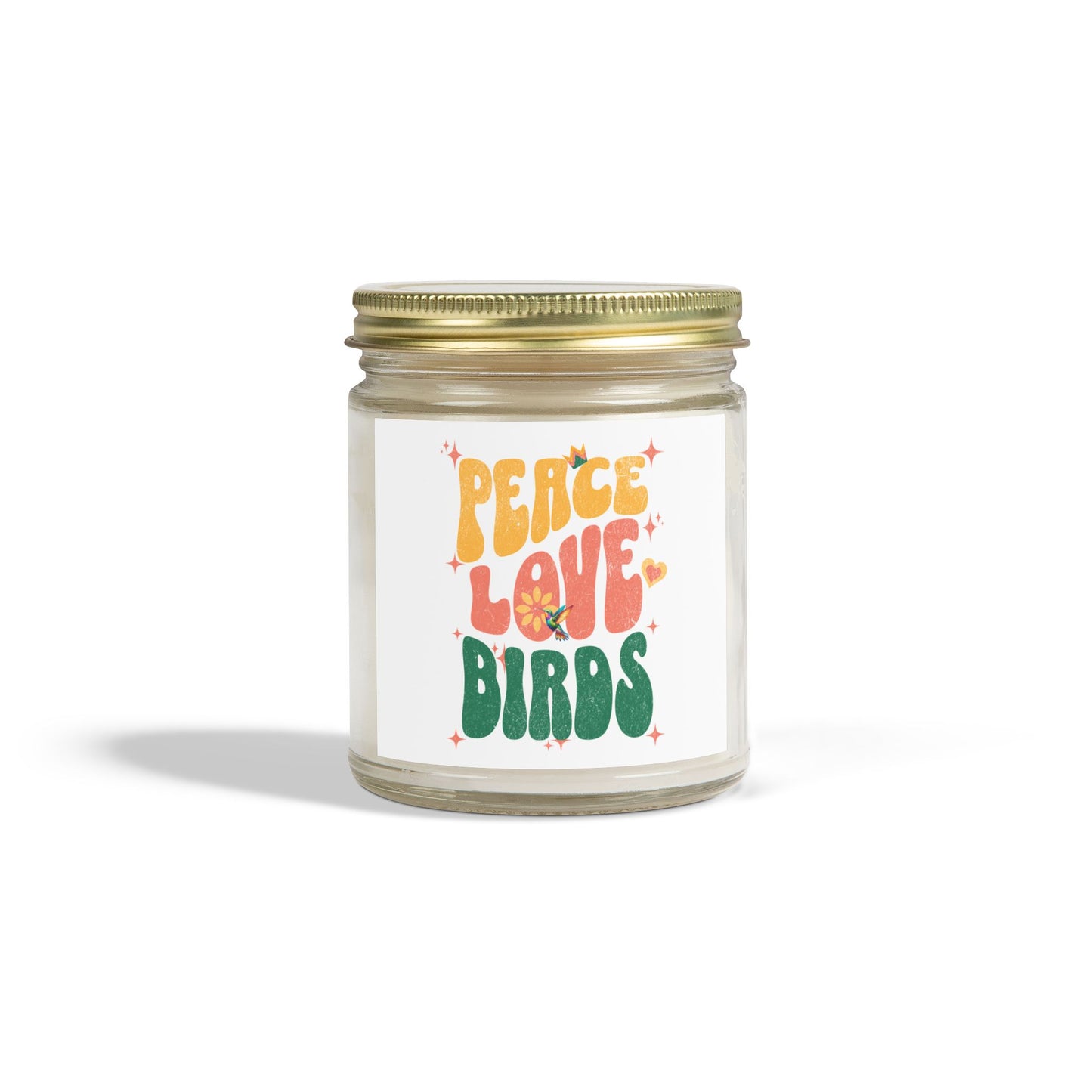 Peace Love Birds Scented Candle - Coconut Apricot Wax 9oz - Eco-Friendly Home Fragrance