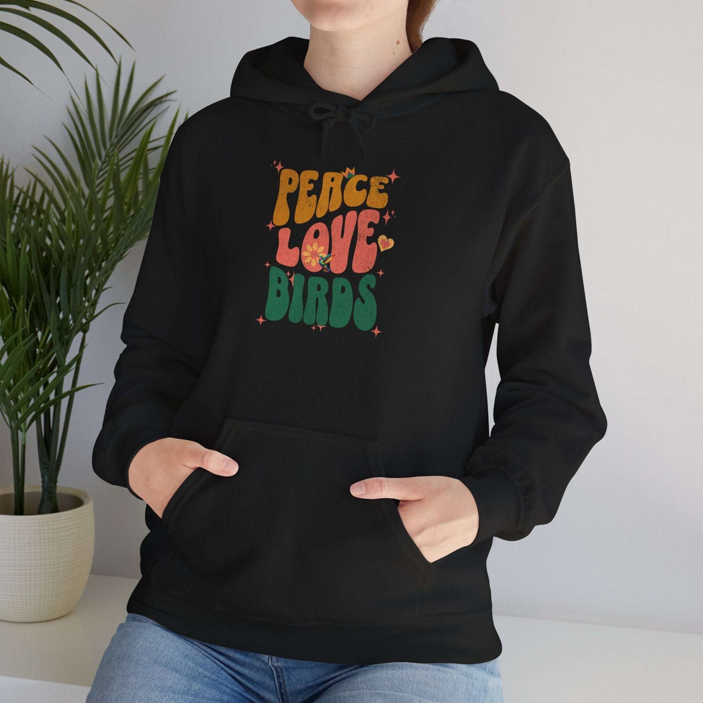 Peace Love Birds Hoodie - Cozy Unisex Sweatshirt for Nature Lover