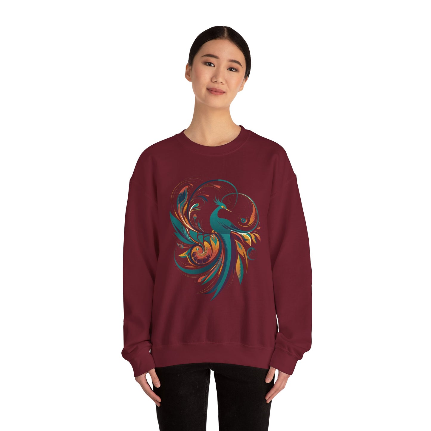 Elegant Peacock Design Unisex Crewneck Sweatshirt