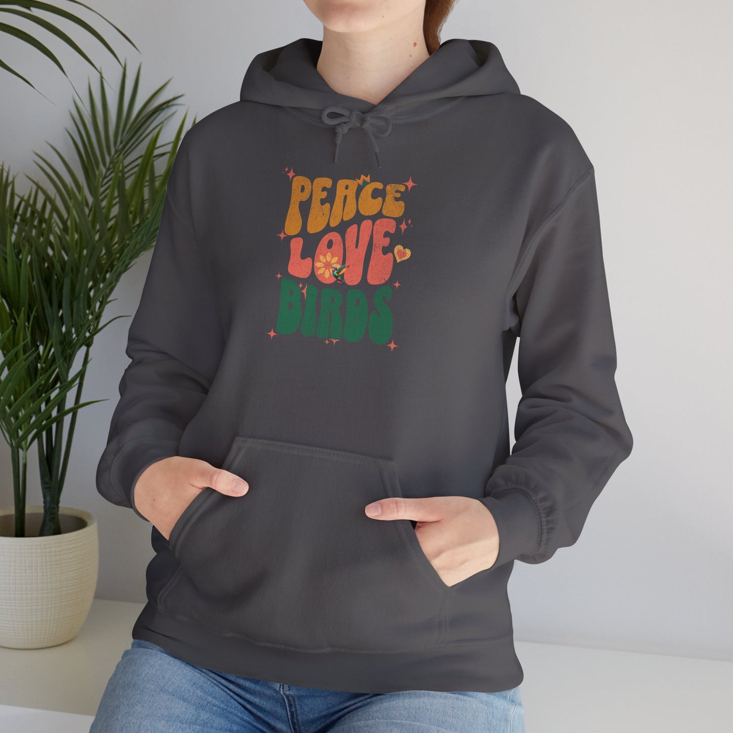 Peace Love Birds Hoodie - Cozy Unisex Sweatshirt for Nature Lover