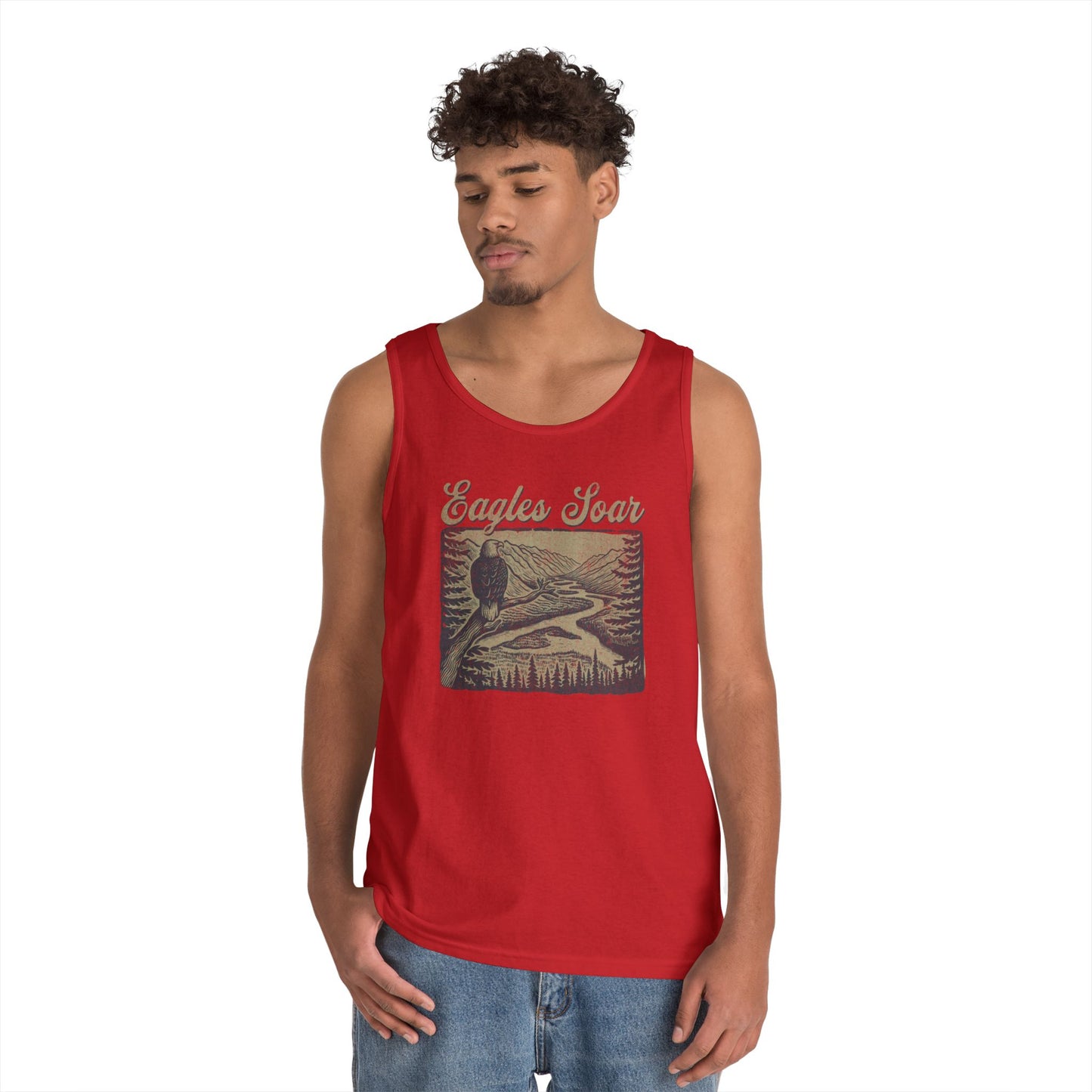 Eagles Soar Unisex Heavy Cotton Tank Top – Outdoor Adventure Wear
