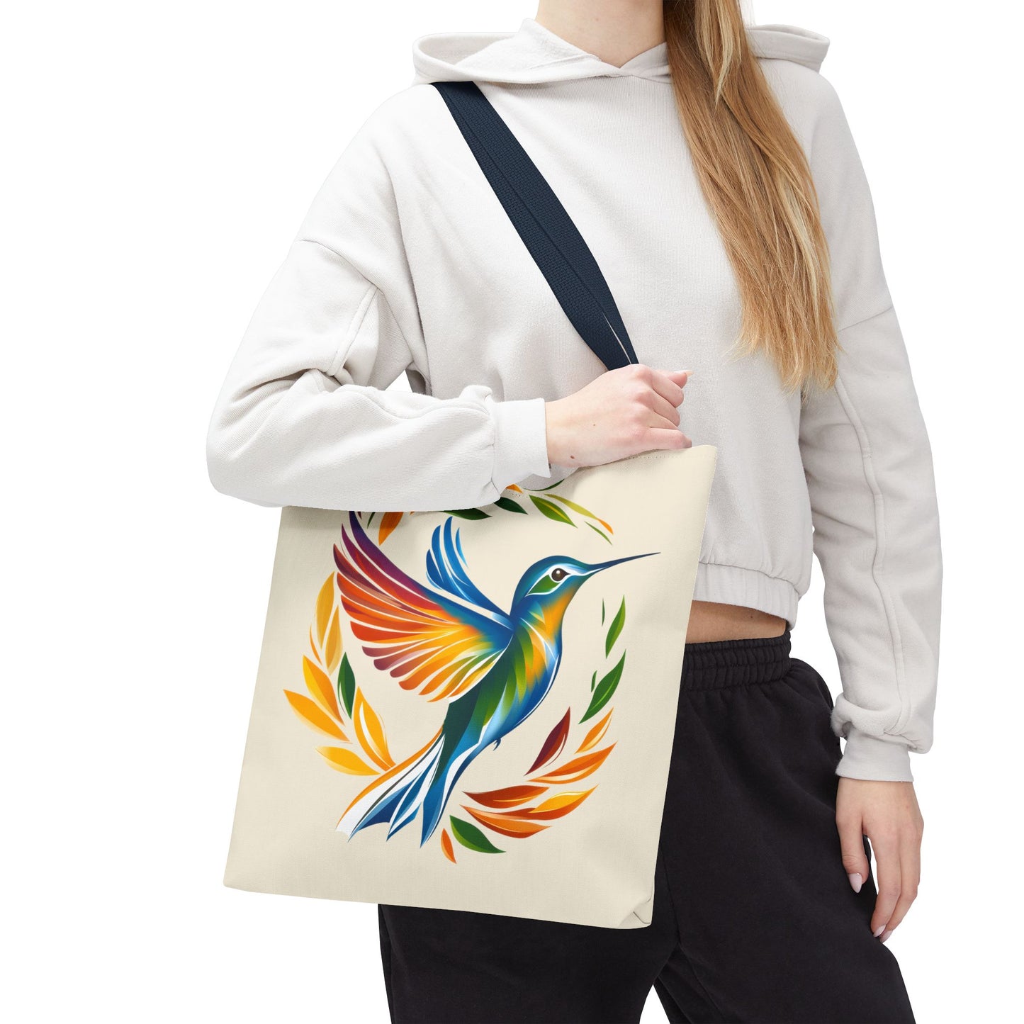 Hummingbird Rainbow Tote Bag - Natural color