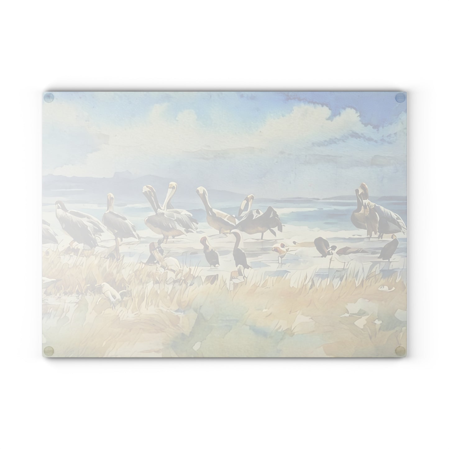 The Nerdy Birder - Coastal Wildlife Glass Cutting Board | Kitchen Décor, Bird Lovers Gift, Beach House Accessory