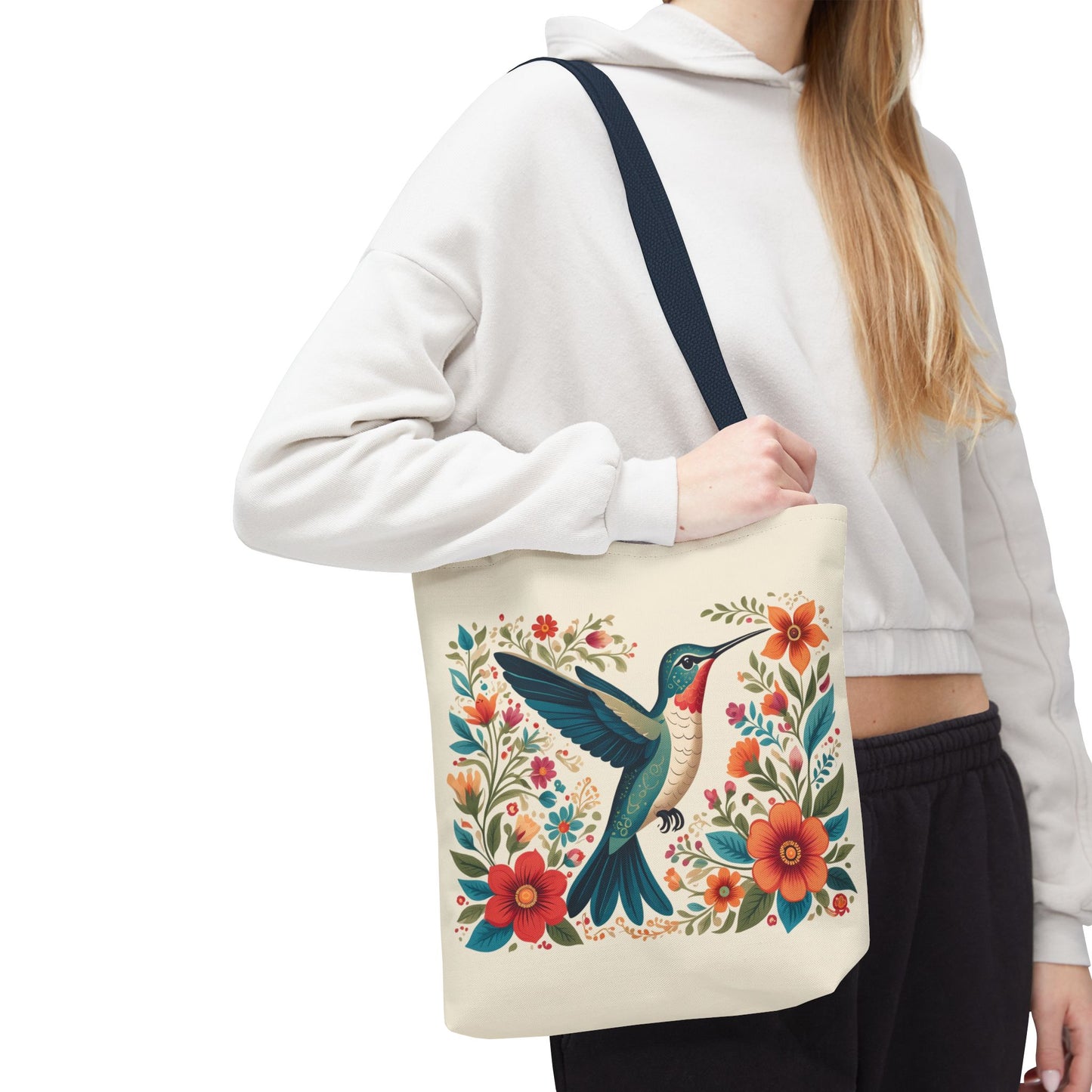 Hummingbird In Bloom Tote Bag - Natural color