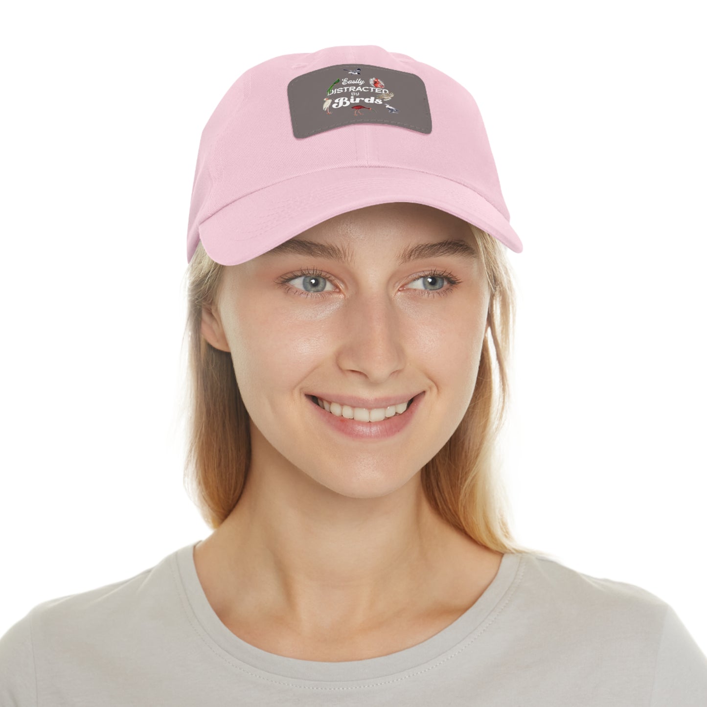 The Nerdy Birder Easily Distracted By Birds Dad Hat with Leather Patch, Casual Cap for Bird Lovers, Unisex
