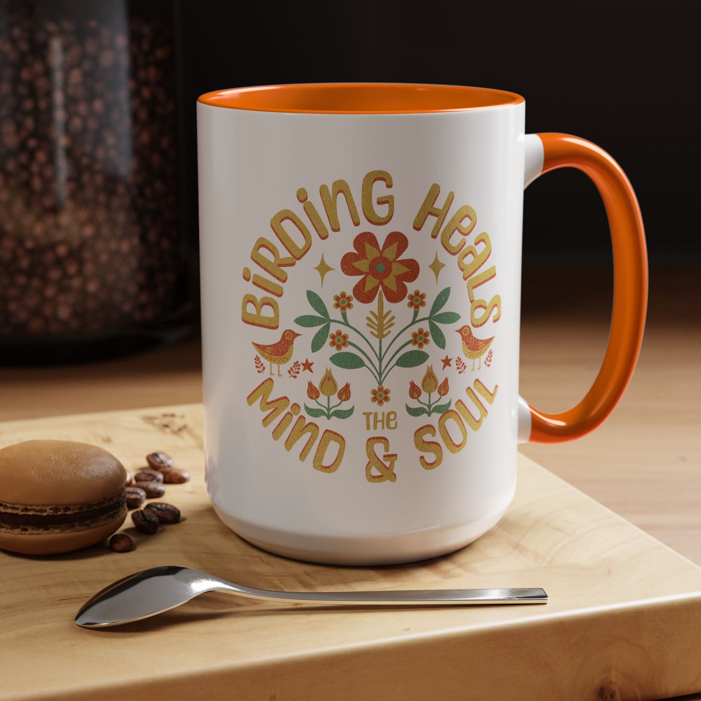 Birding Heals Accent Coffee Mug - Mind & Soul - Nature Lover Gift