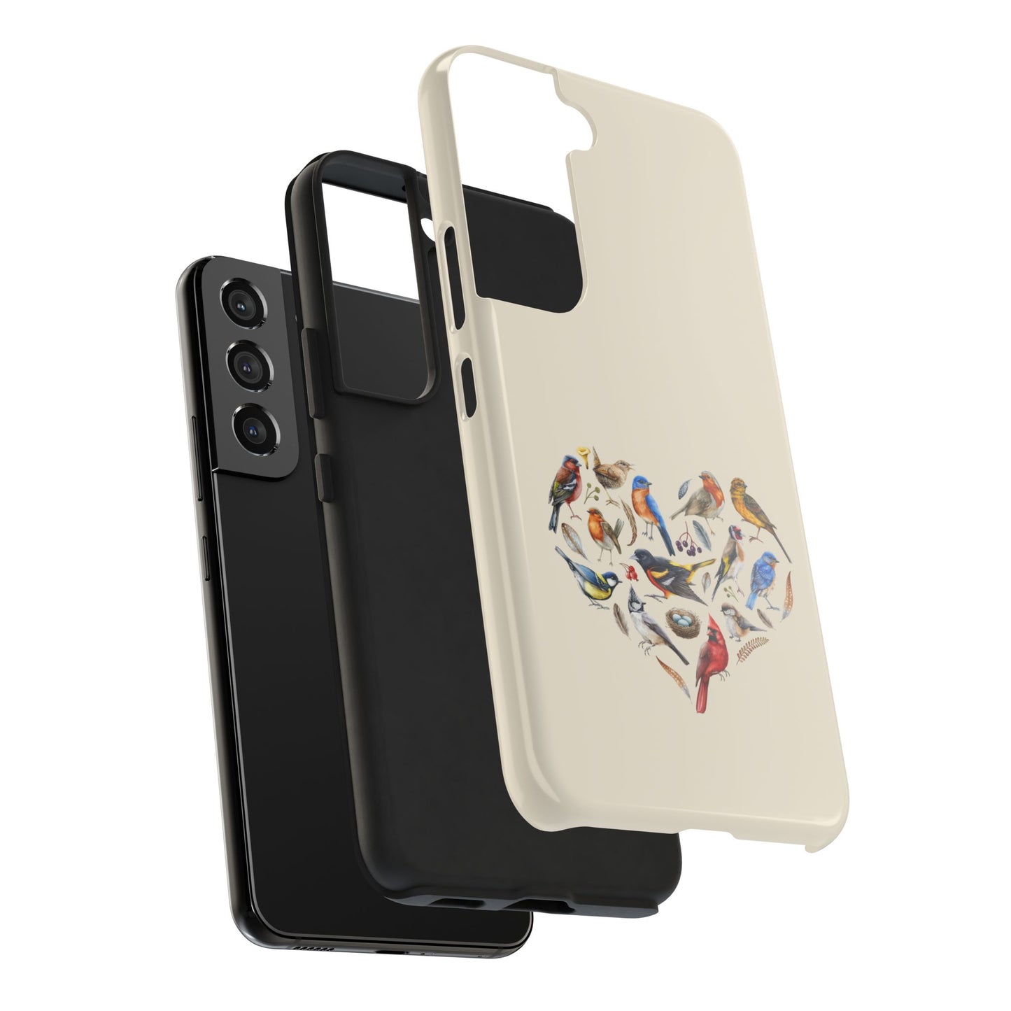Bird Heart Tough Phone Cases - Cute Wildlife Design, Gift for Nature Enthusiasts, Durable Cases for Birdwatching