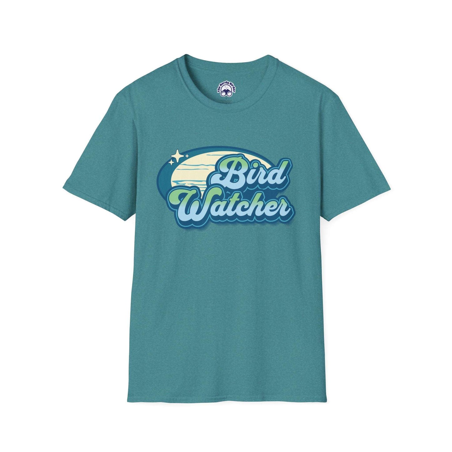 Bird Watcher Teal Unisex Softstyle T-Shirt - Retro Vibe Tee for Casual Wear
