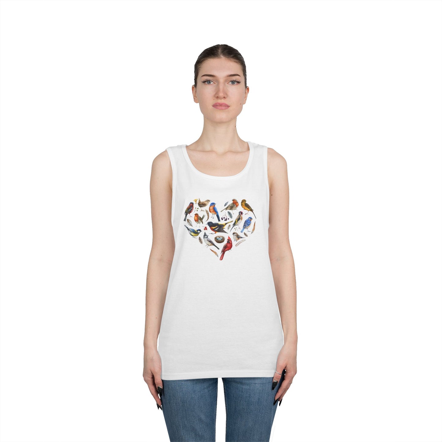 I'm A Nerdy Birder Bird Heart Tank Top, Gift for Bird Lovers, Unisex Summer Wear, Nature Lover's Apparel, Fun Casual Tank