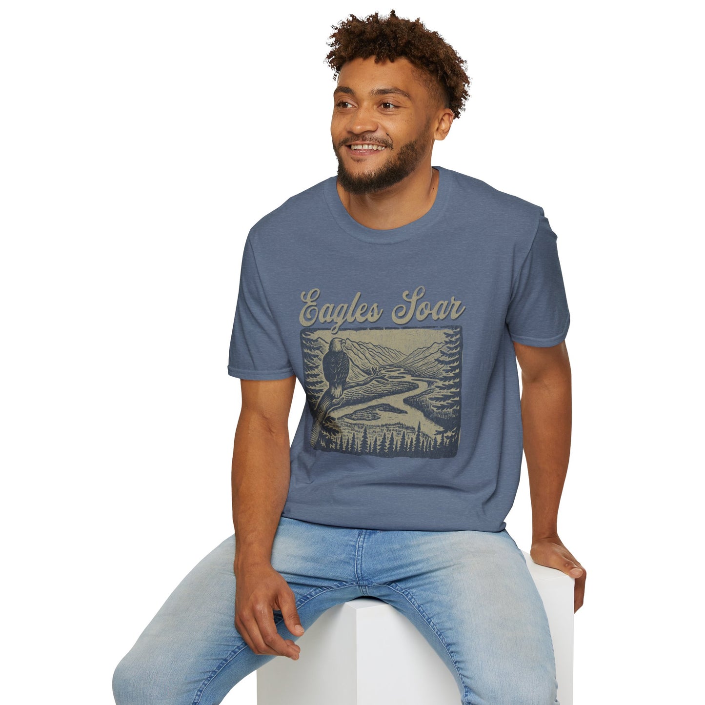 Eagles Soar Unisex Softstyle T-Shirt - Nature Inspired Graphic Tee
