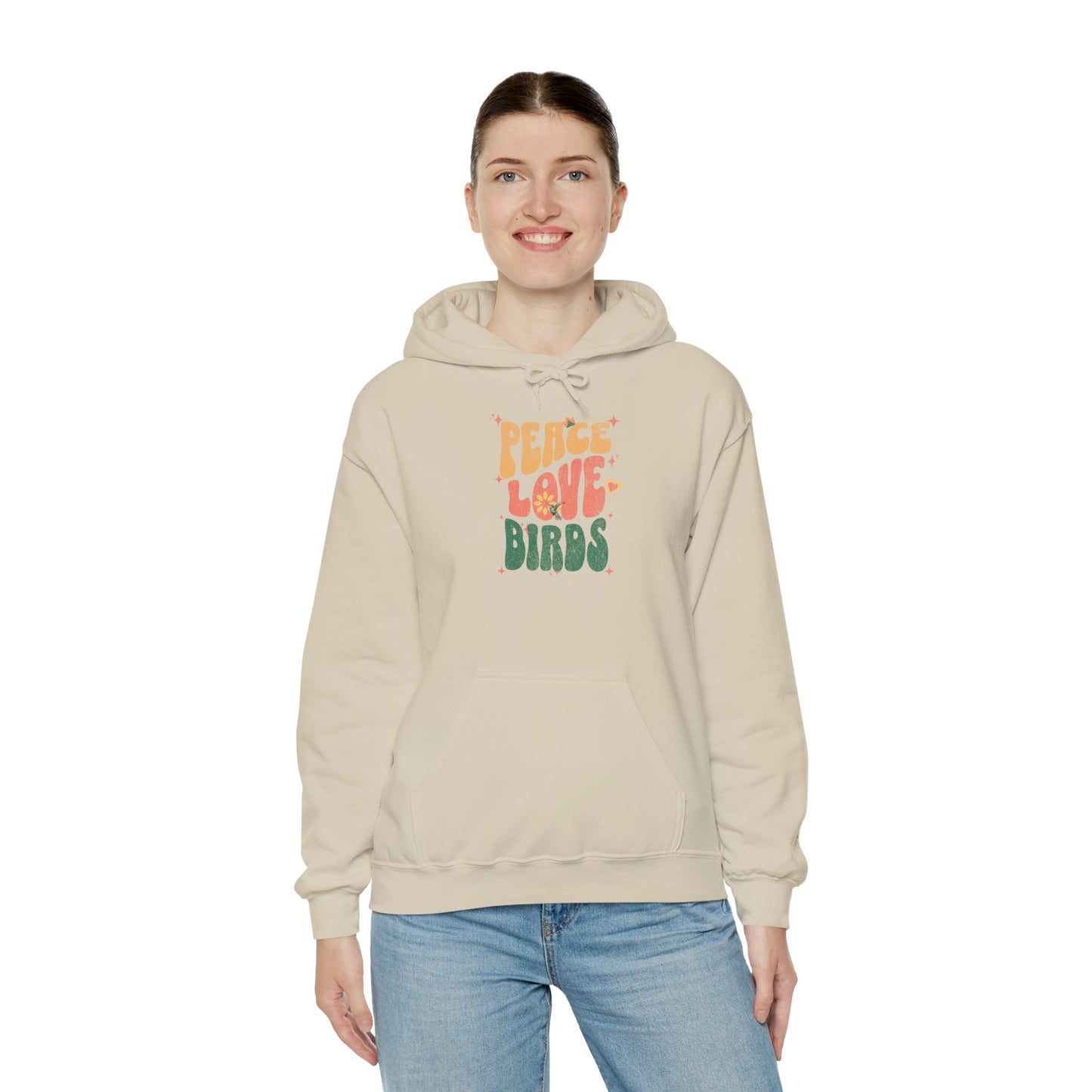 Peace Love Birds Hoodie - Cozy Unisex Sweatshirt for Nature Lover