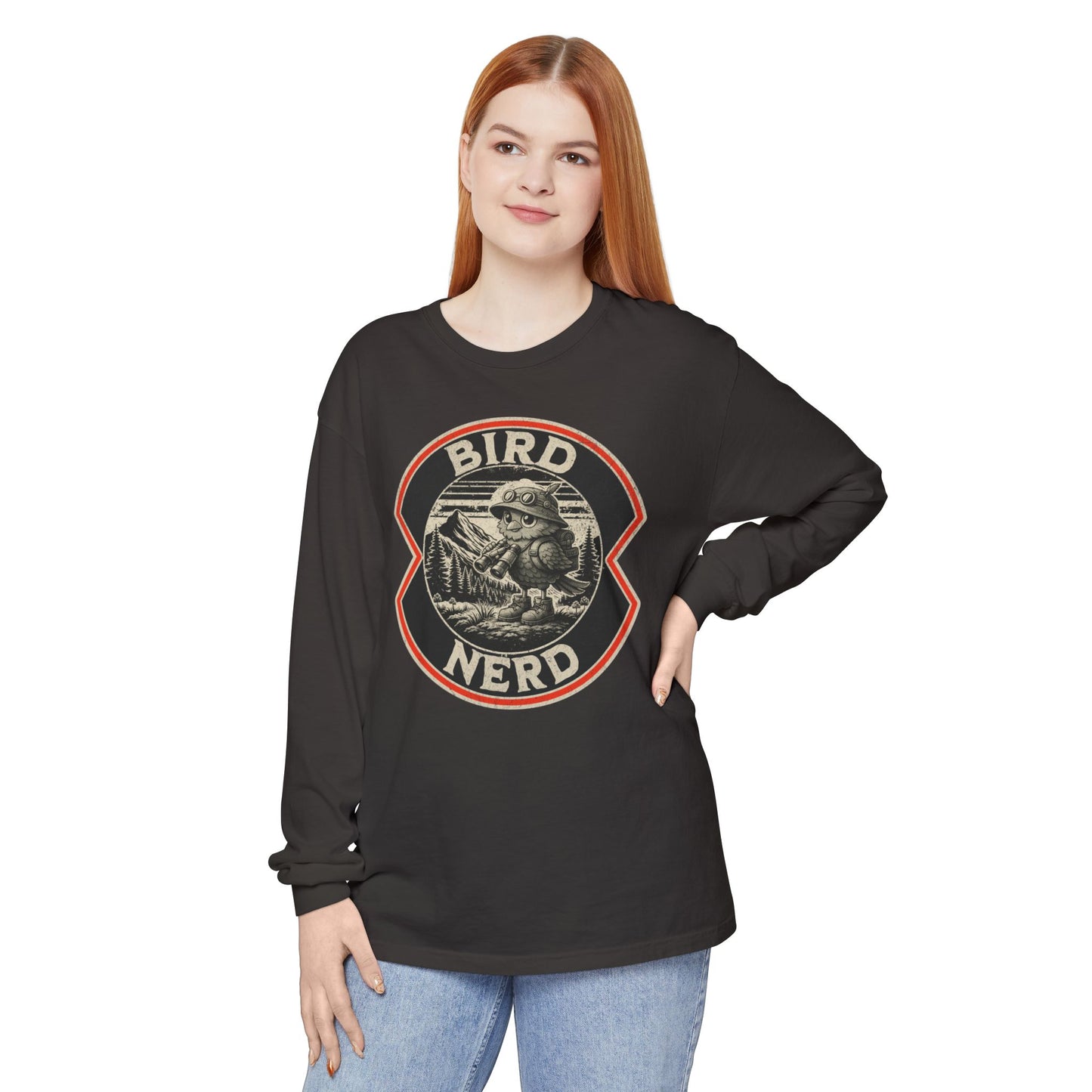 Bird Nerd Retro Long Sleeve Tee