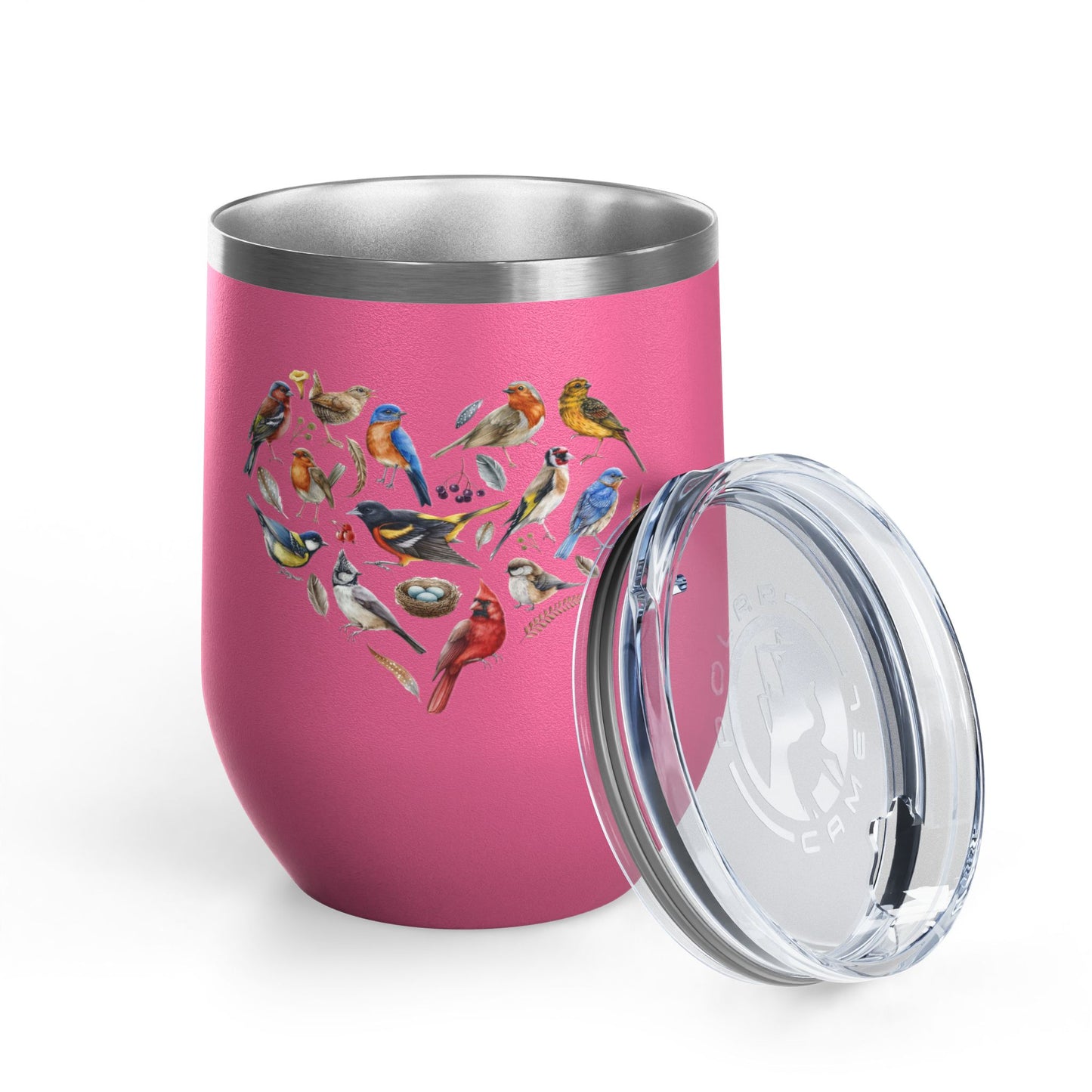 Bird Heart Wine Tumbler- 12oz Insulated Cup for Nature Lovers