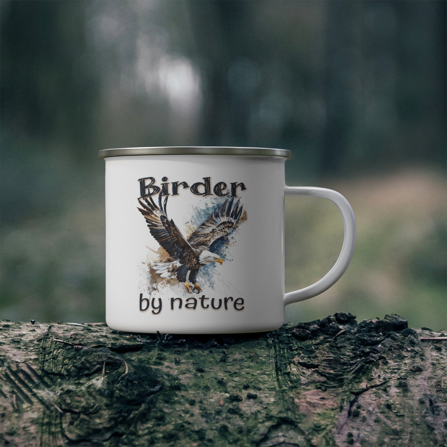 Birder by Nature Enamel Camping Mug - Adventure Awaits